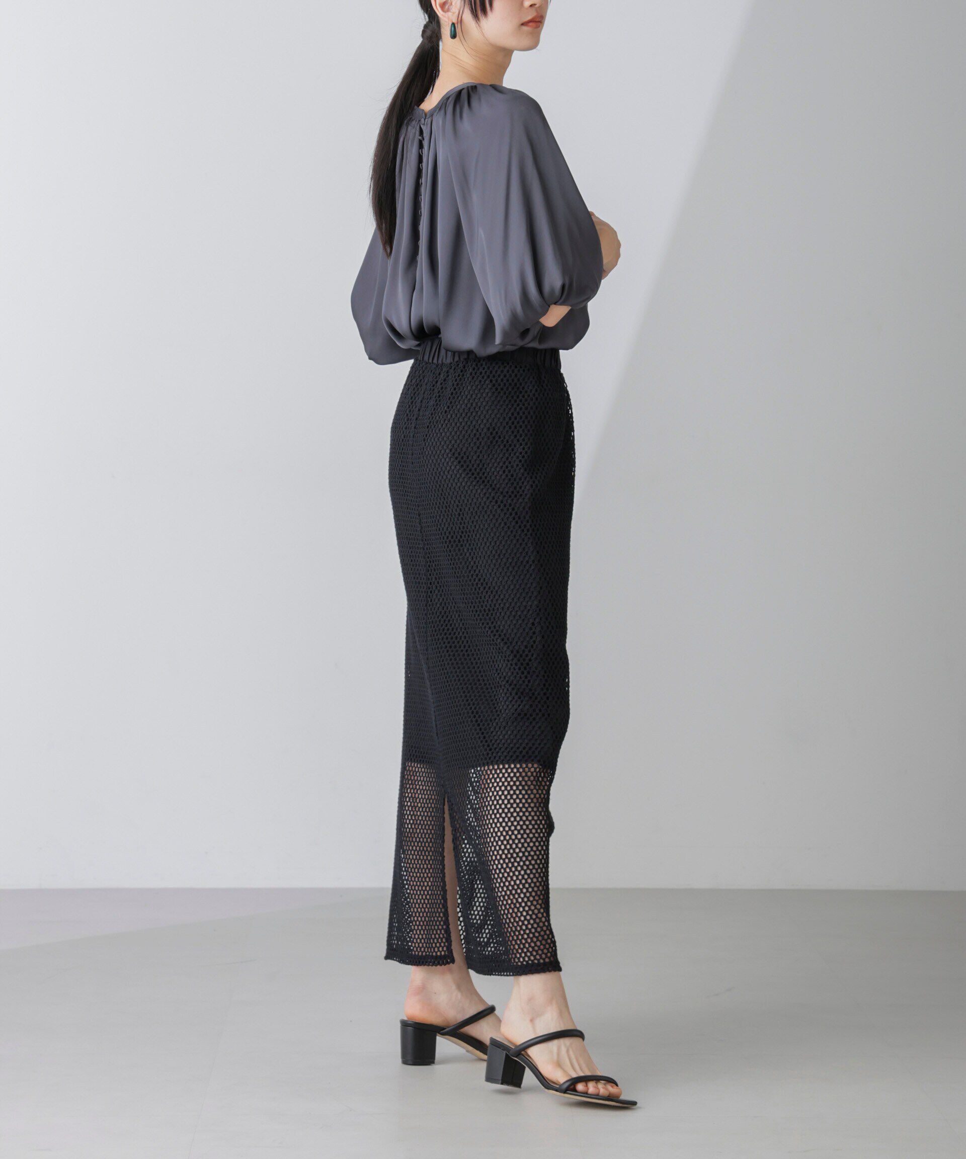 nano･universe「メッシュレースナロースカート」|スカート|