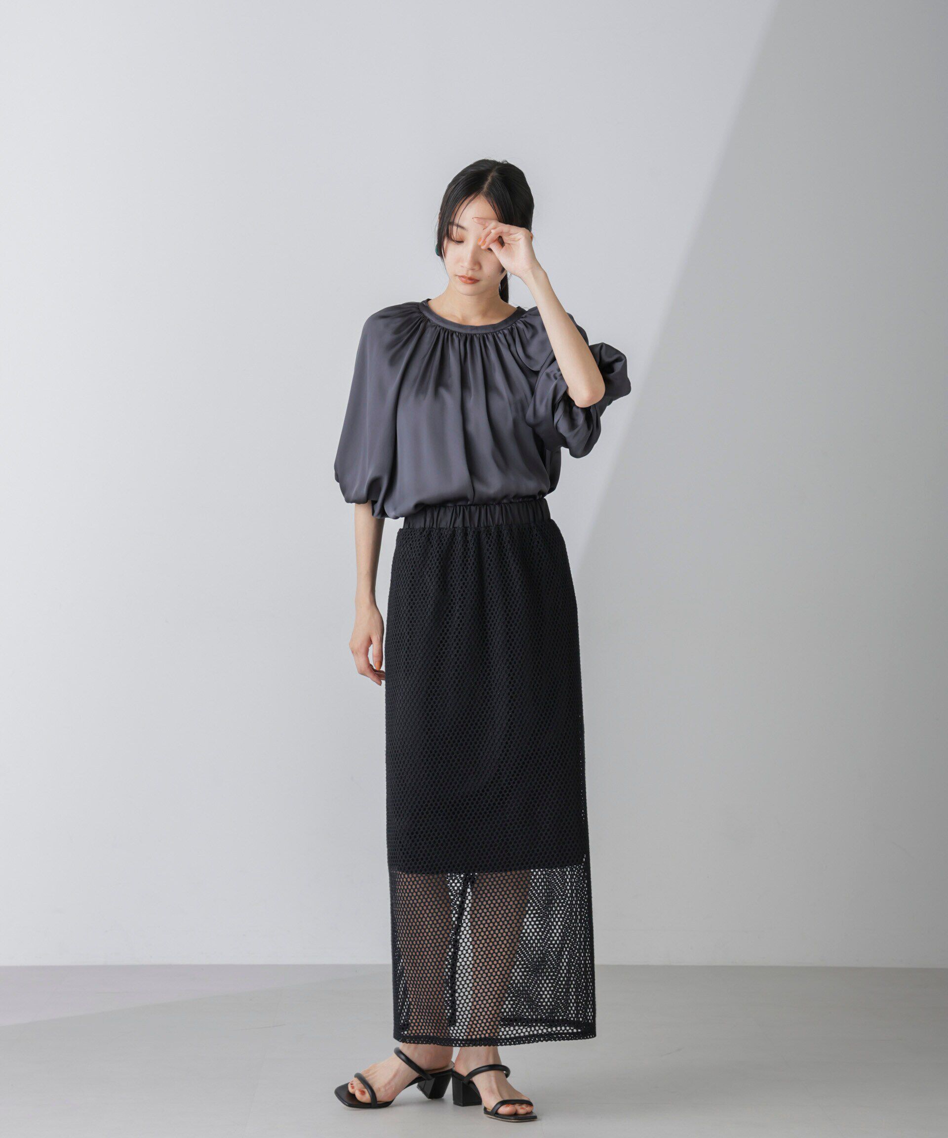 nano･universe「メッシュレースナロースカート」|スカート|