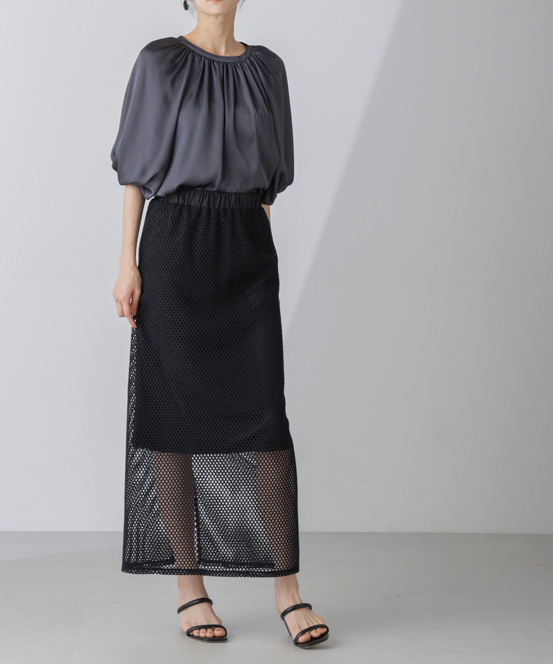 nano･universe「メッシュレースナロースカート」|スカート|