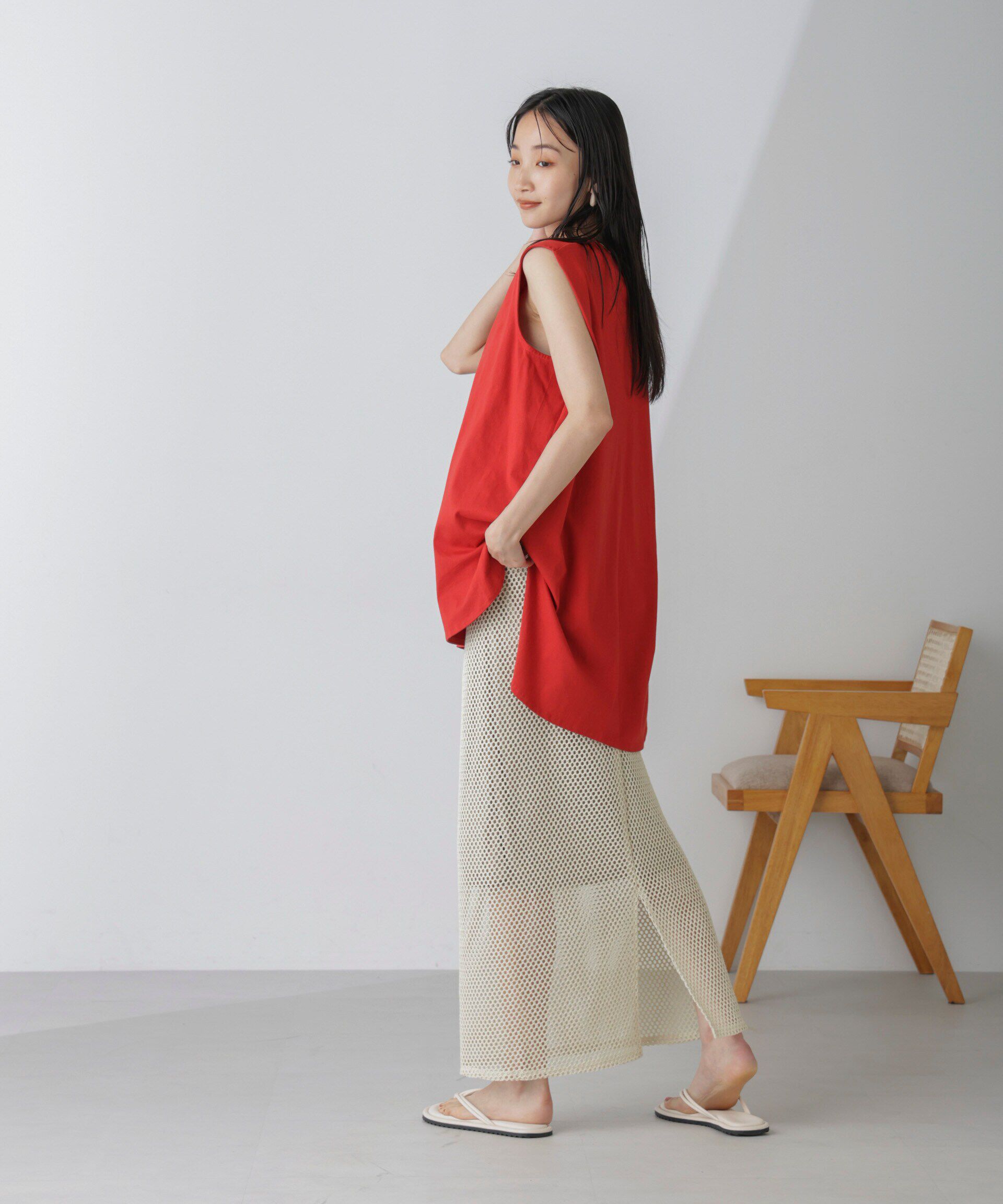 nano･universe「メッシュレースナロースカート」|スカート|