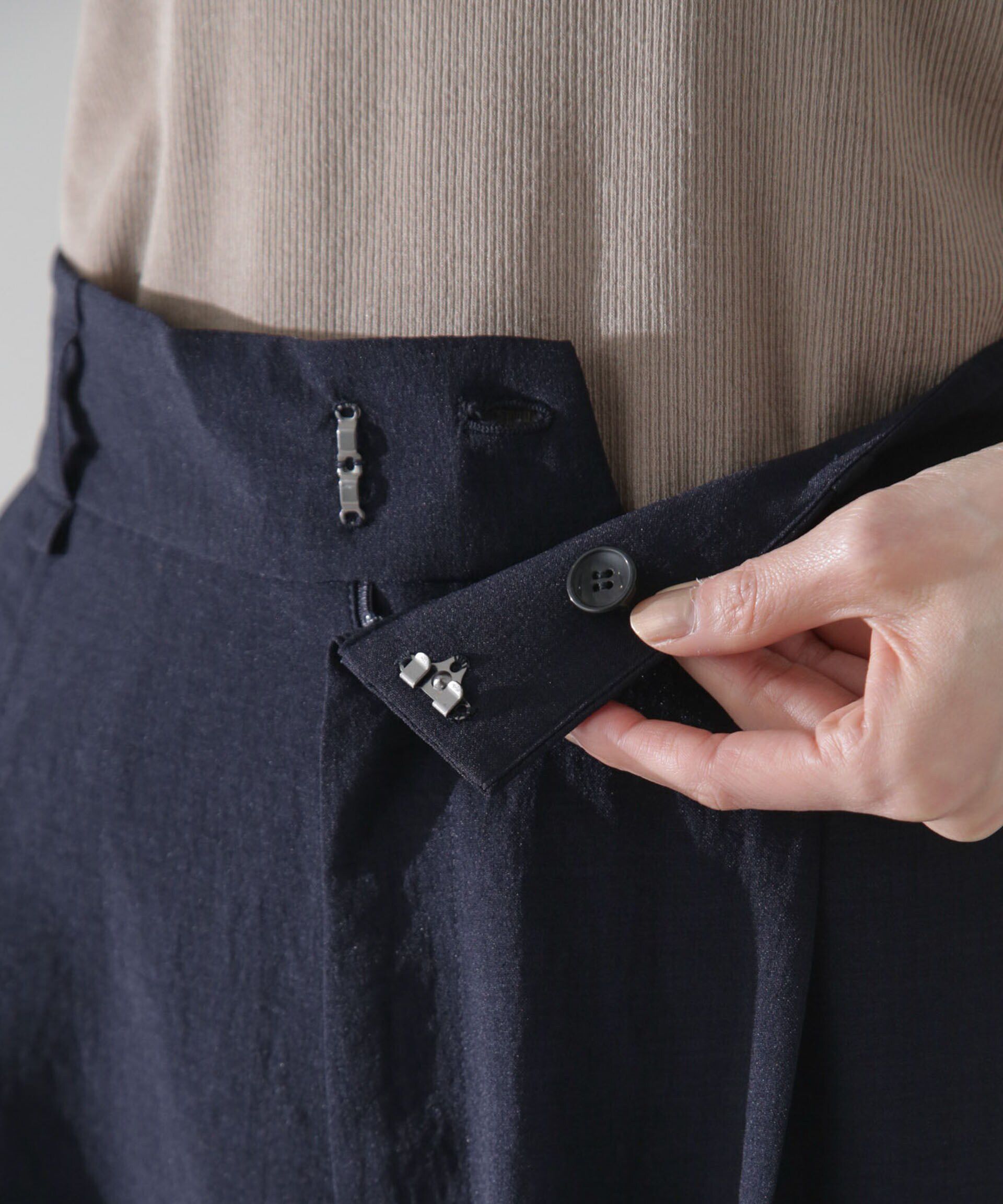 nano･universe「メランジドライ ベルト付きワイドパンツ(セットアップ可)」|チノ|