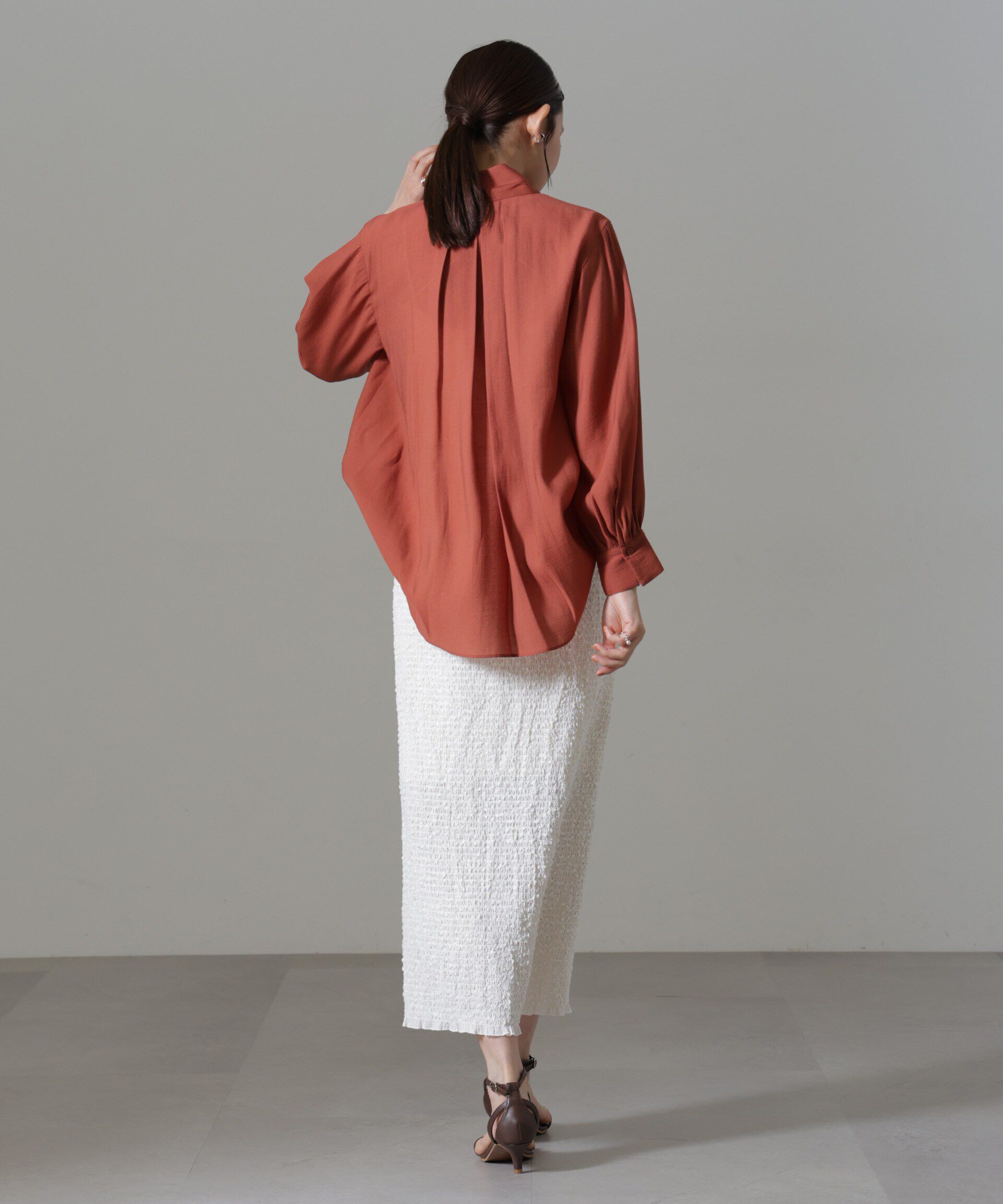 nano･universe「リンクルドビーリボンタイブラウス」|シャツ・ブラウス|