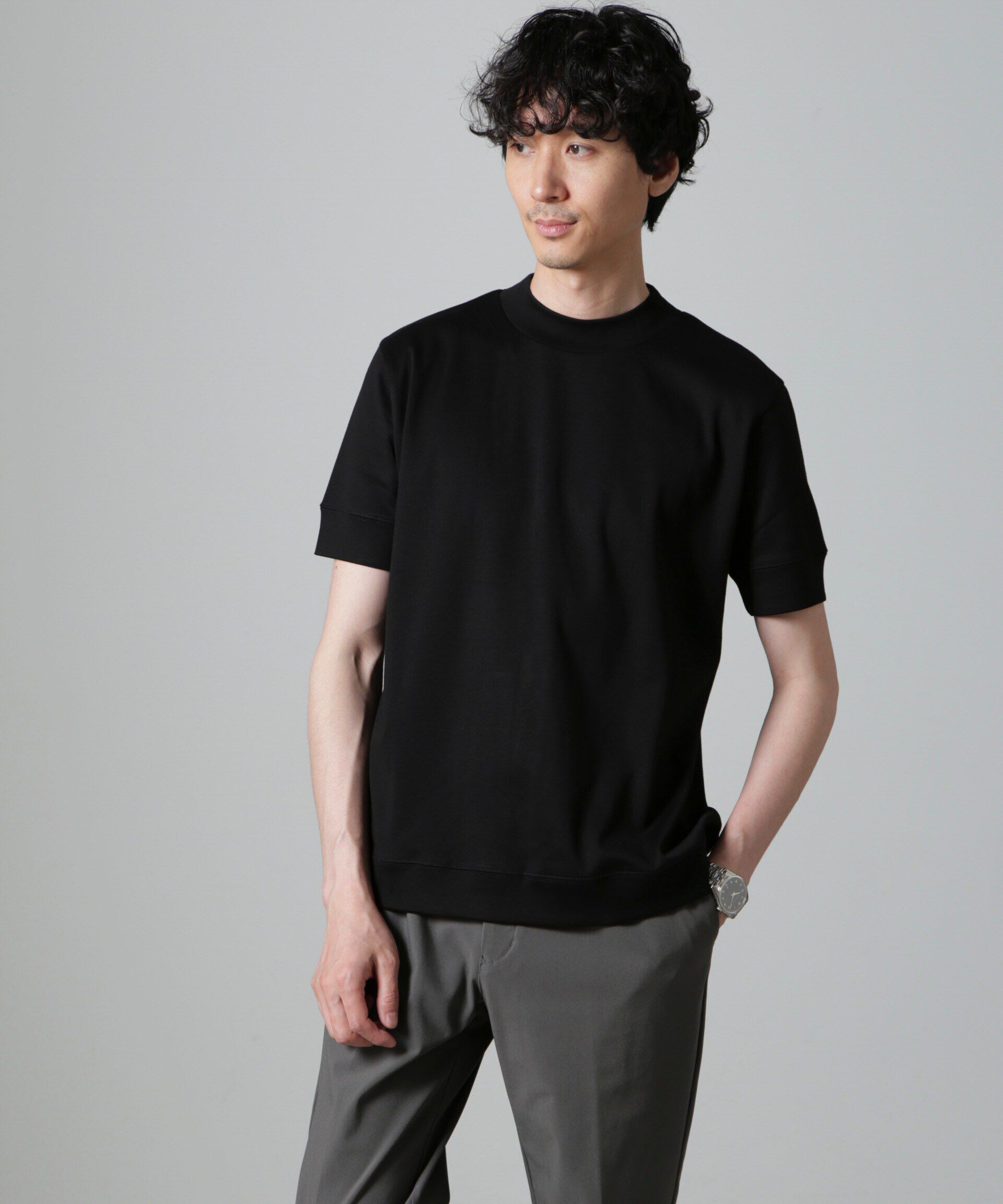 nano･universe「「FORMAL JERSEY」モックネックカットソー半袖」|Tシャツ・カットソー|