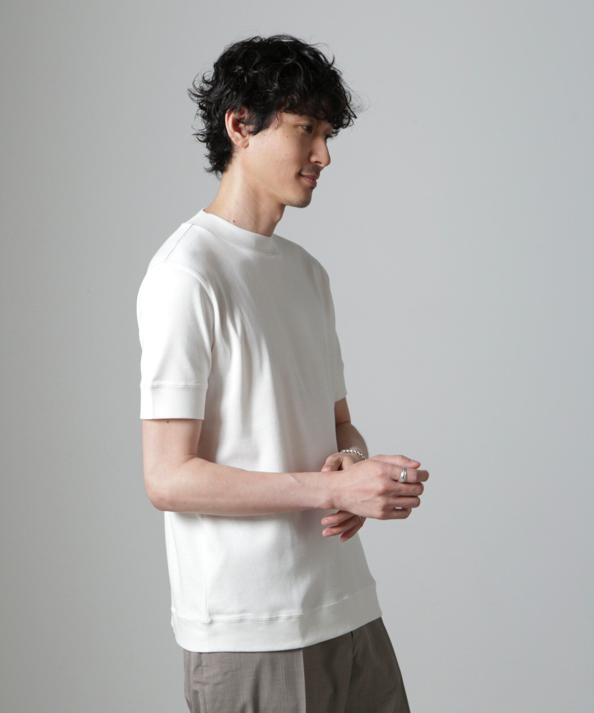 nano･universe「「FORMAL JERSEY」モックネックカットソー半袖」|Tシャツ・カットソー|