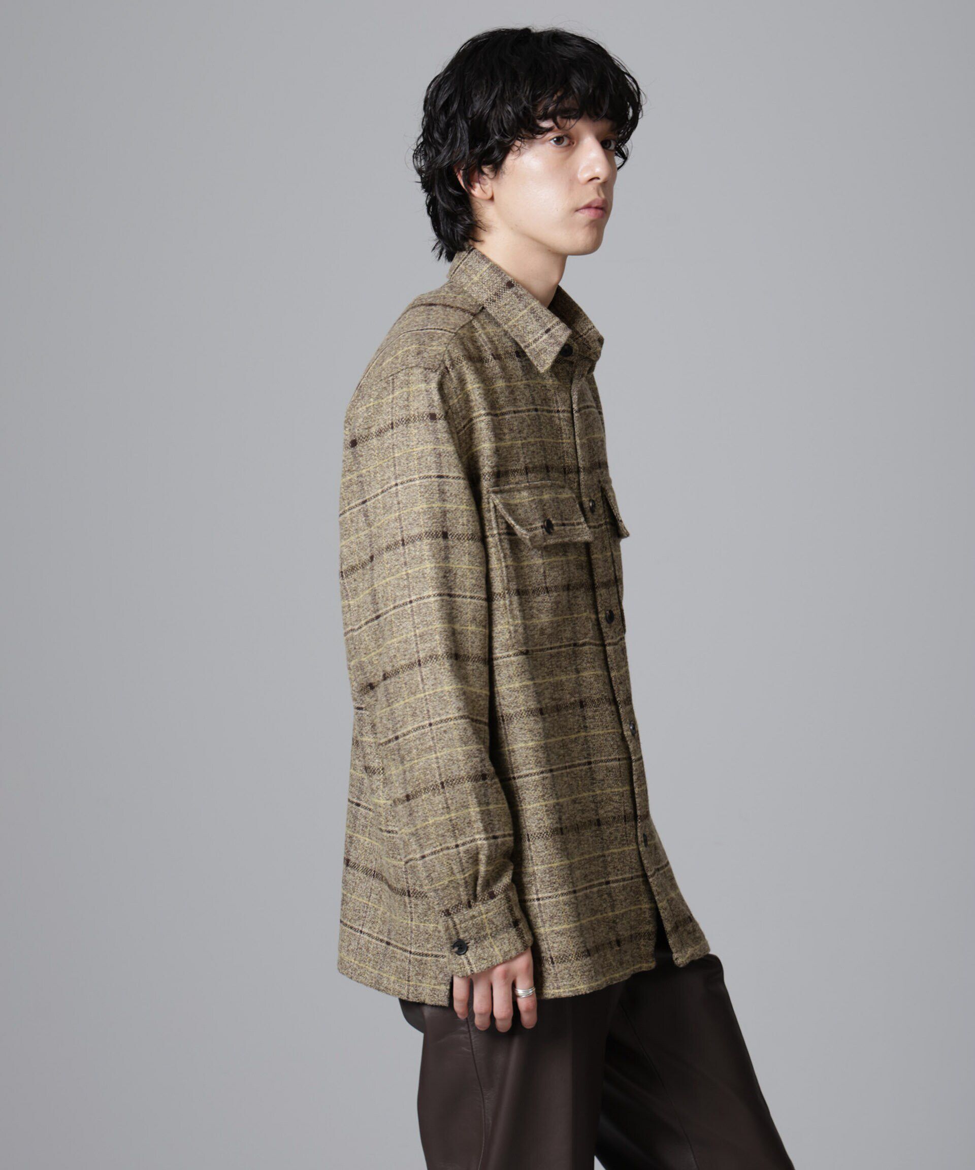 nano･universe「ライトツイードダブルポケットシャツブルゾン」|ブルゾン・スタジャン|