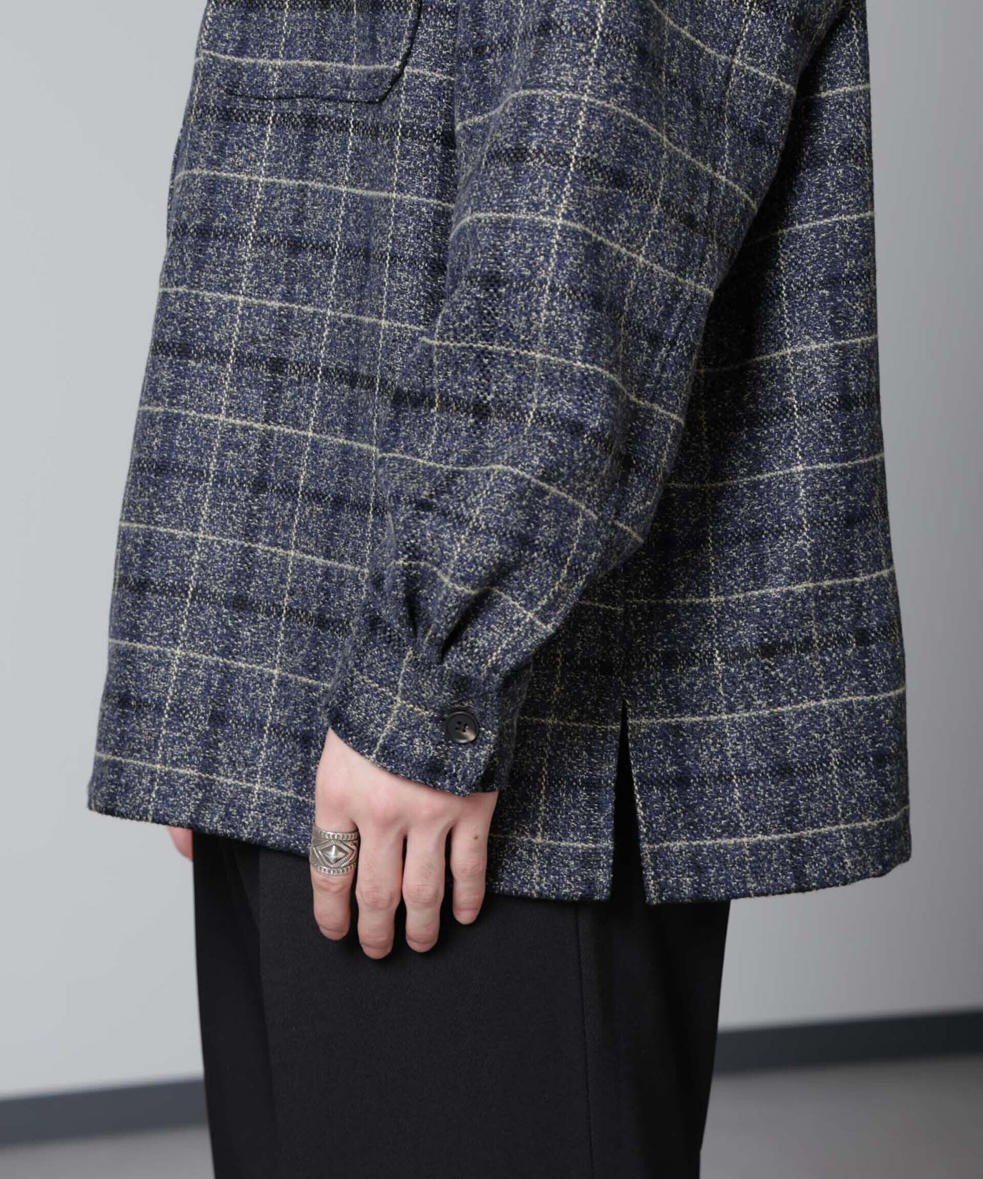 nano･universe「ライトツイードダブルポケットシャツブルゾン」|ブルゾン・スタジャン|