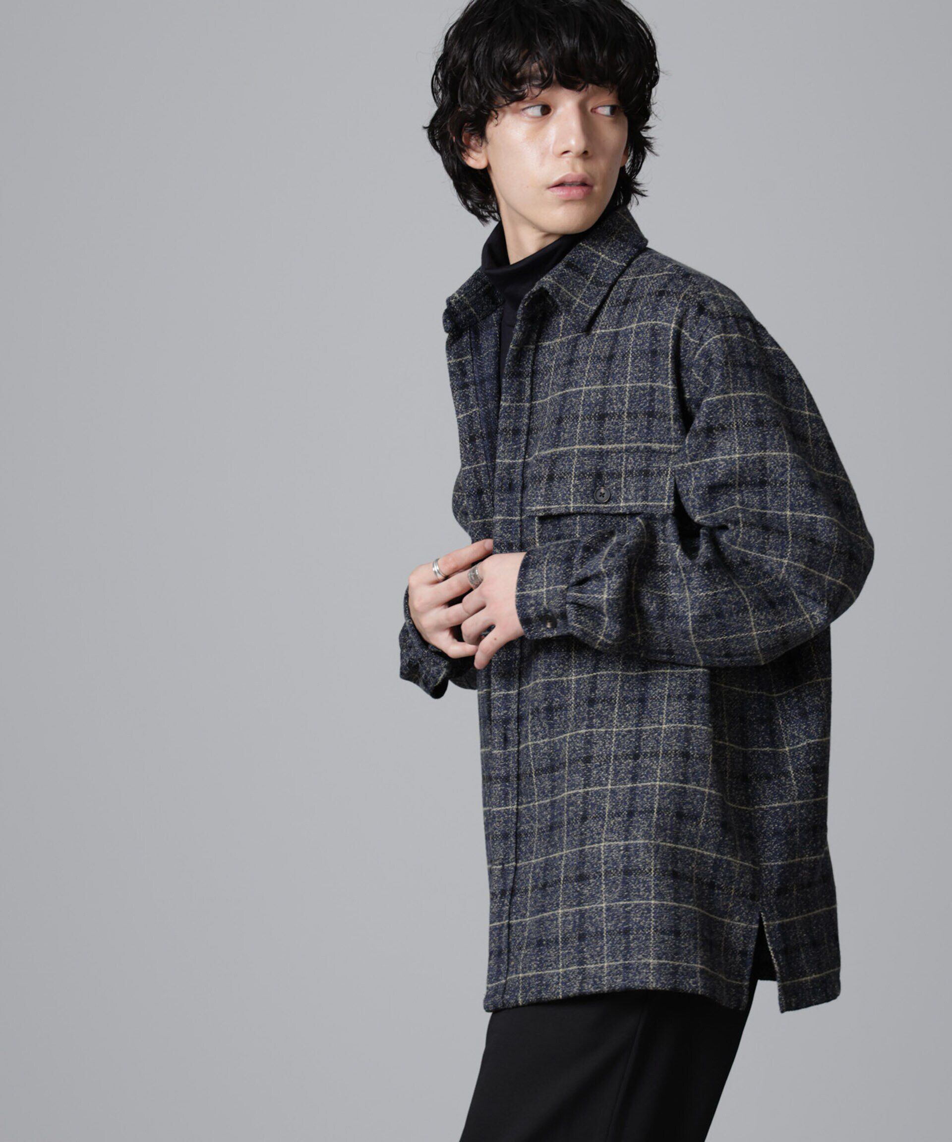 nano･universe「ライトツイードダブルポケットシャツブルゾン」|ブルゾン・スタジャン|