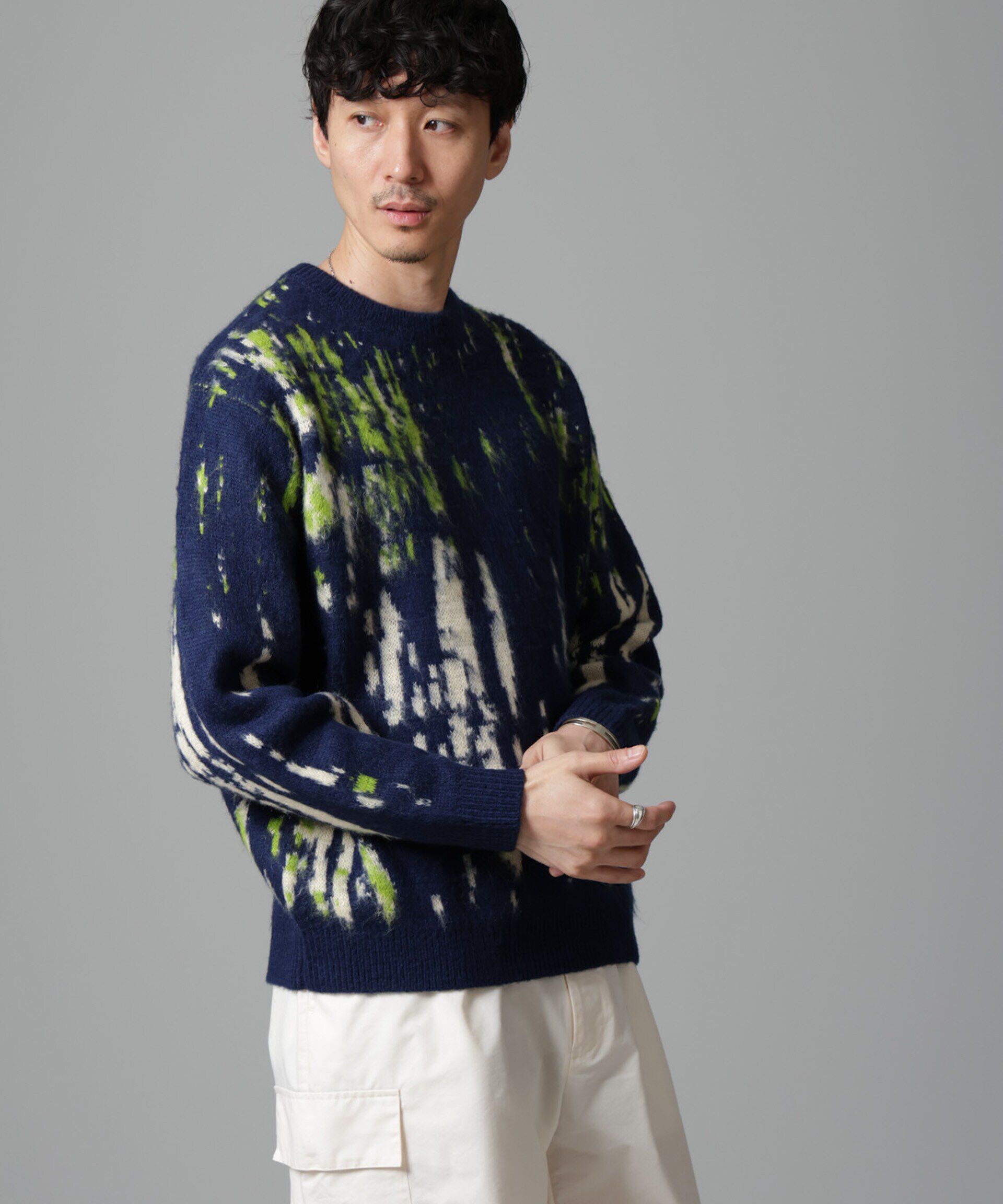 nano･universe「ペイントグラデーションモヘヤライクニット」|ニット・セーター|ネイビー