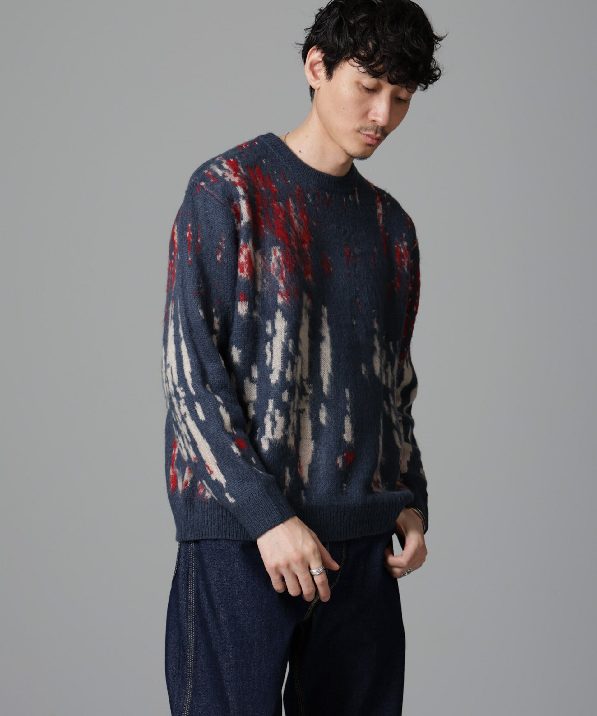 nano･universe「ペイントグラデーションモヘヤライクニット」|ニット・セーター|