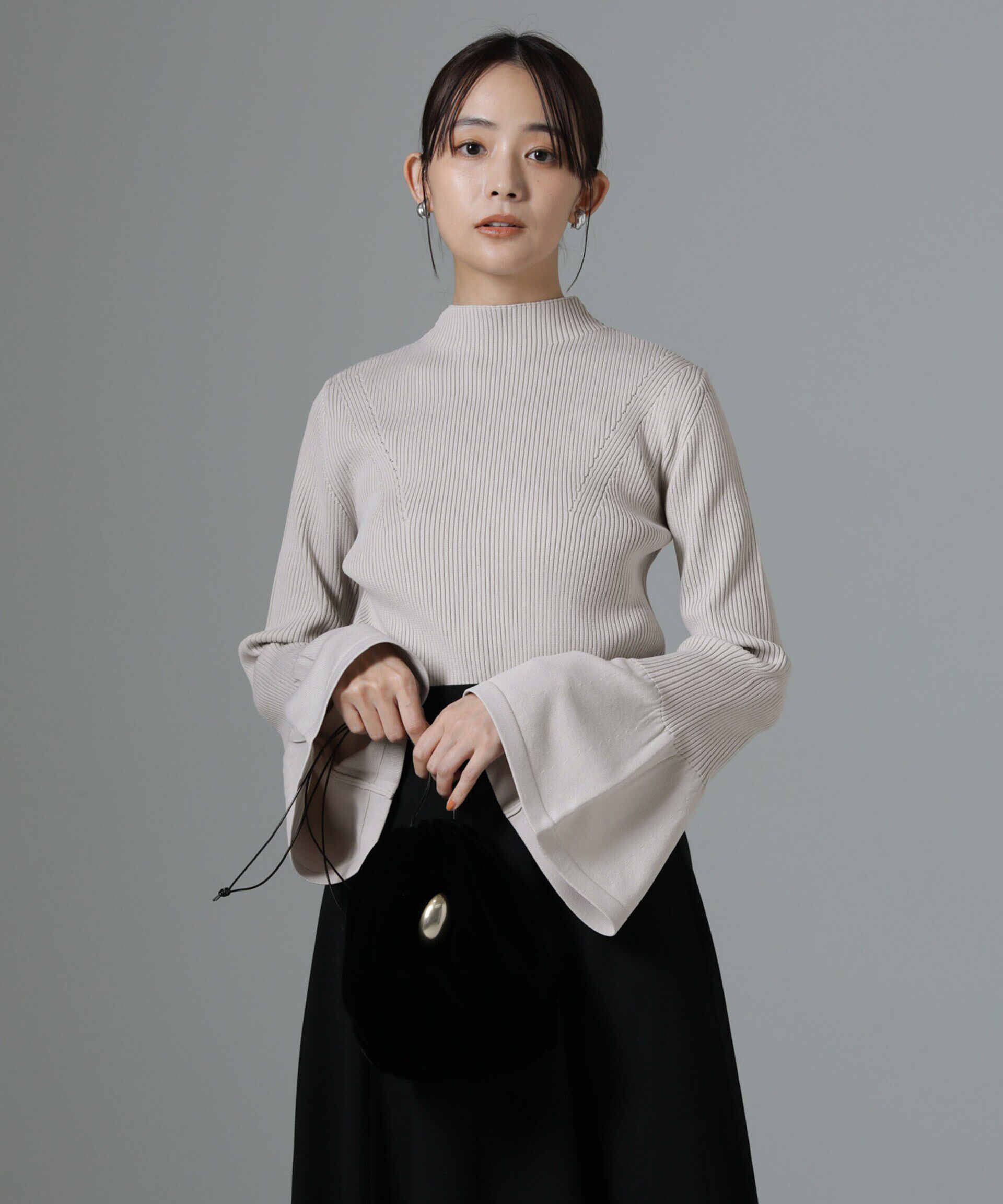 nano･universe「ハイネックベルスリーブリブニットプルオーバー」|ニット・セーター|