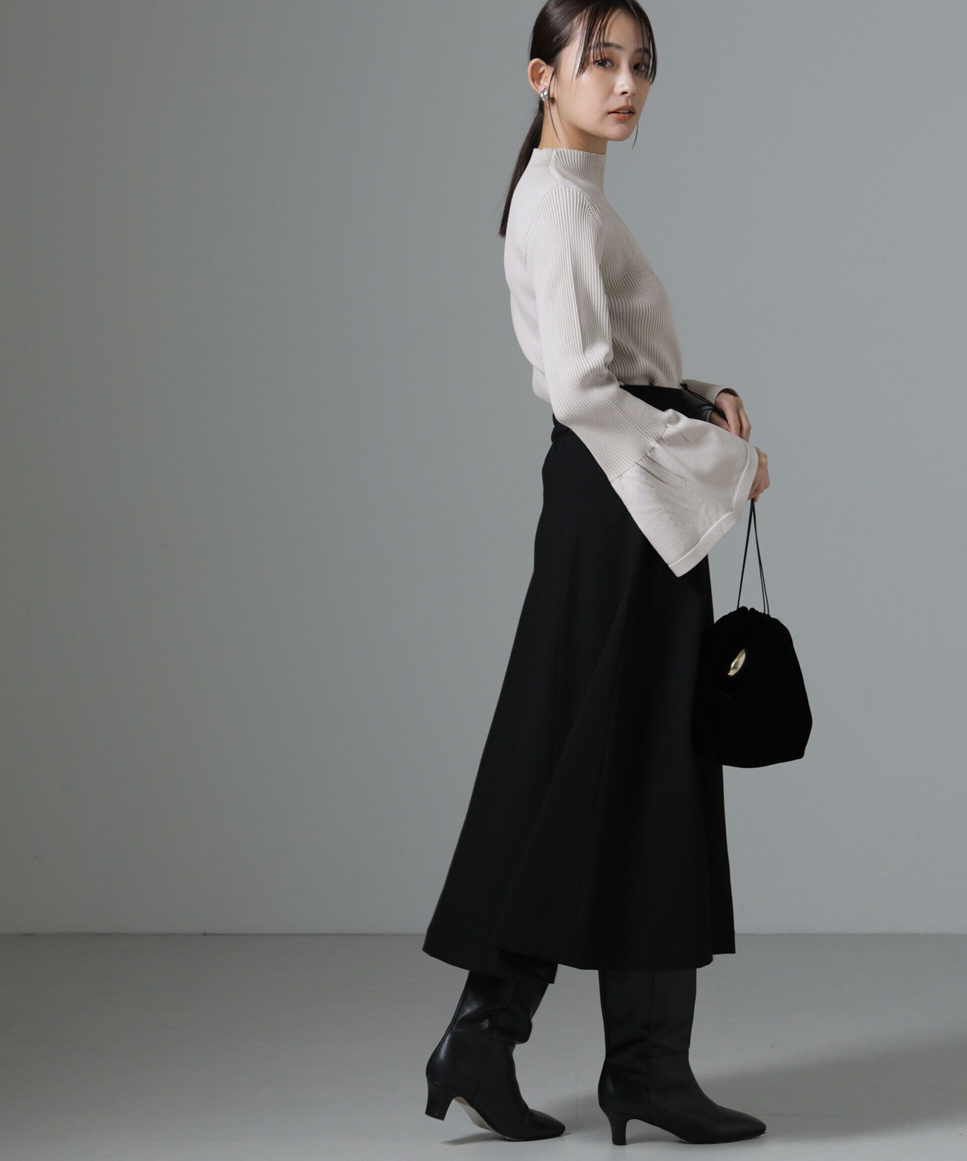 nano･universe「ハイネックベルスリーブリブニットプルオーバー」|ニット・セーター|