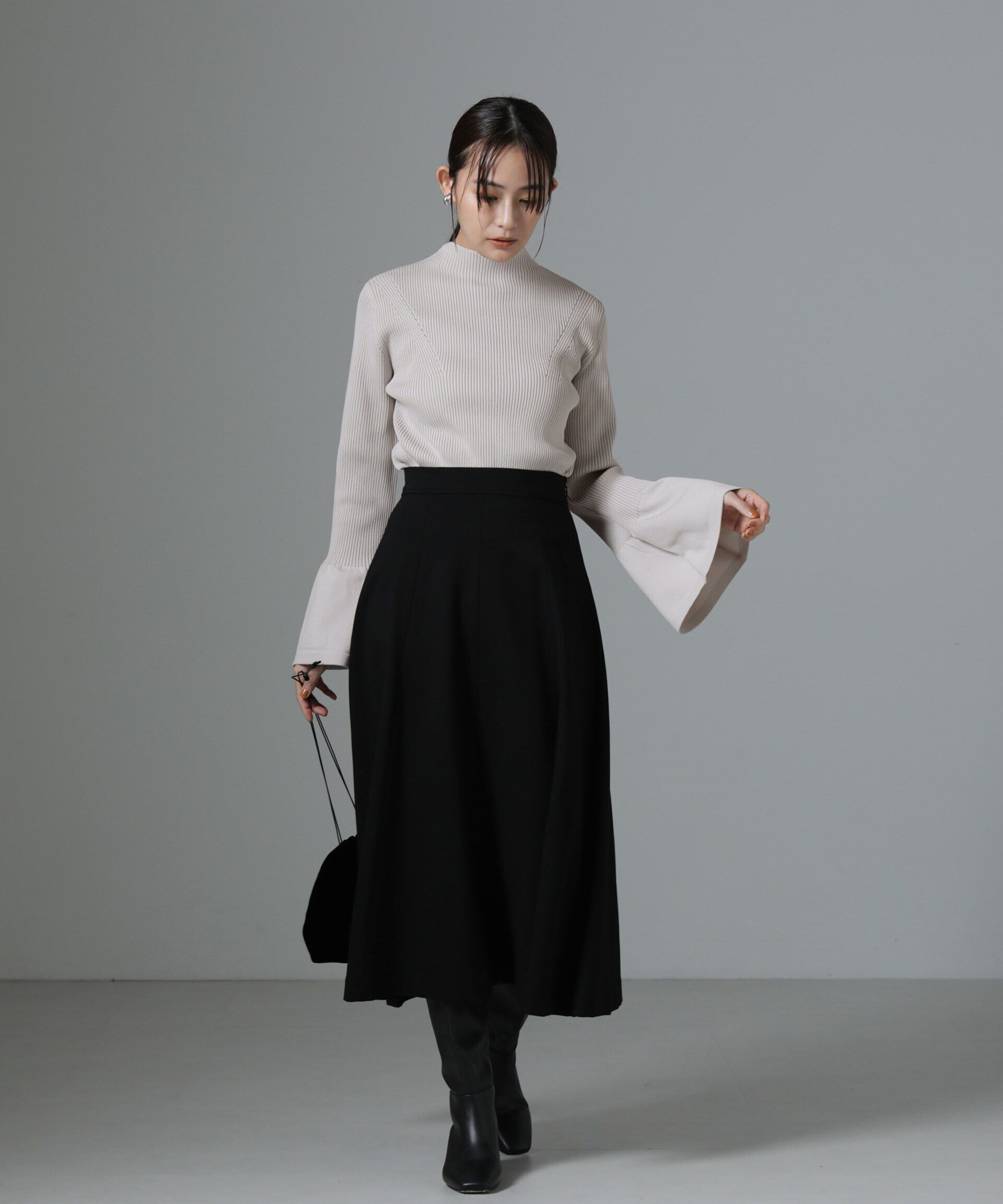 nano･universe「ハイネックベルスリーブリブニットプルオーバー」|ニット・セーター|