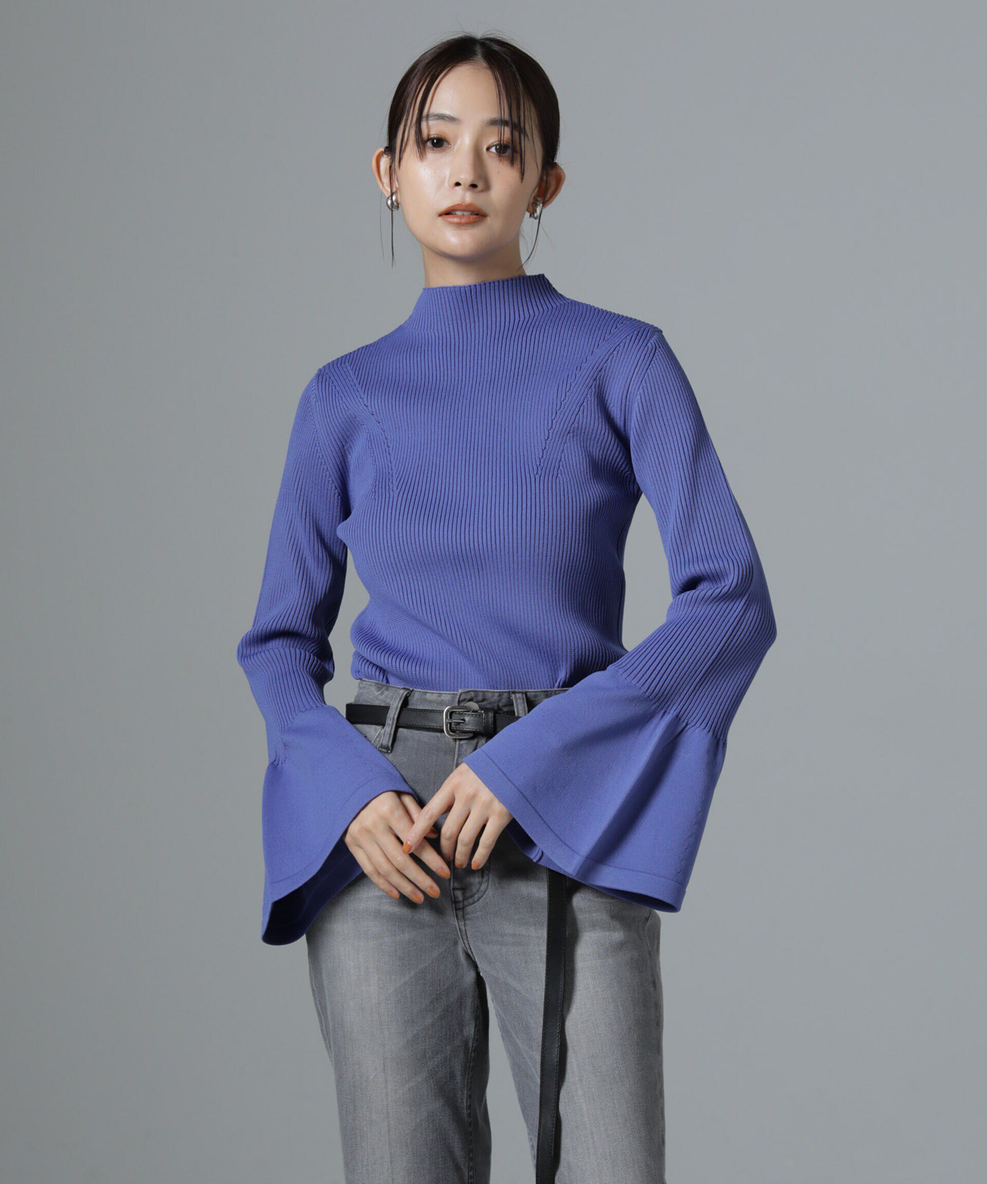 nano･universe「ハイネックベルスリーブリブニットプルオーバー」|ニット・セーター|