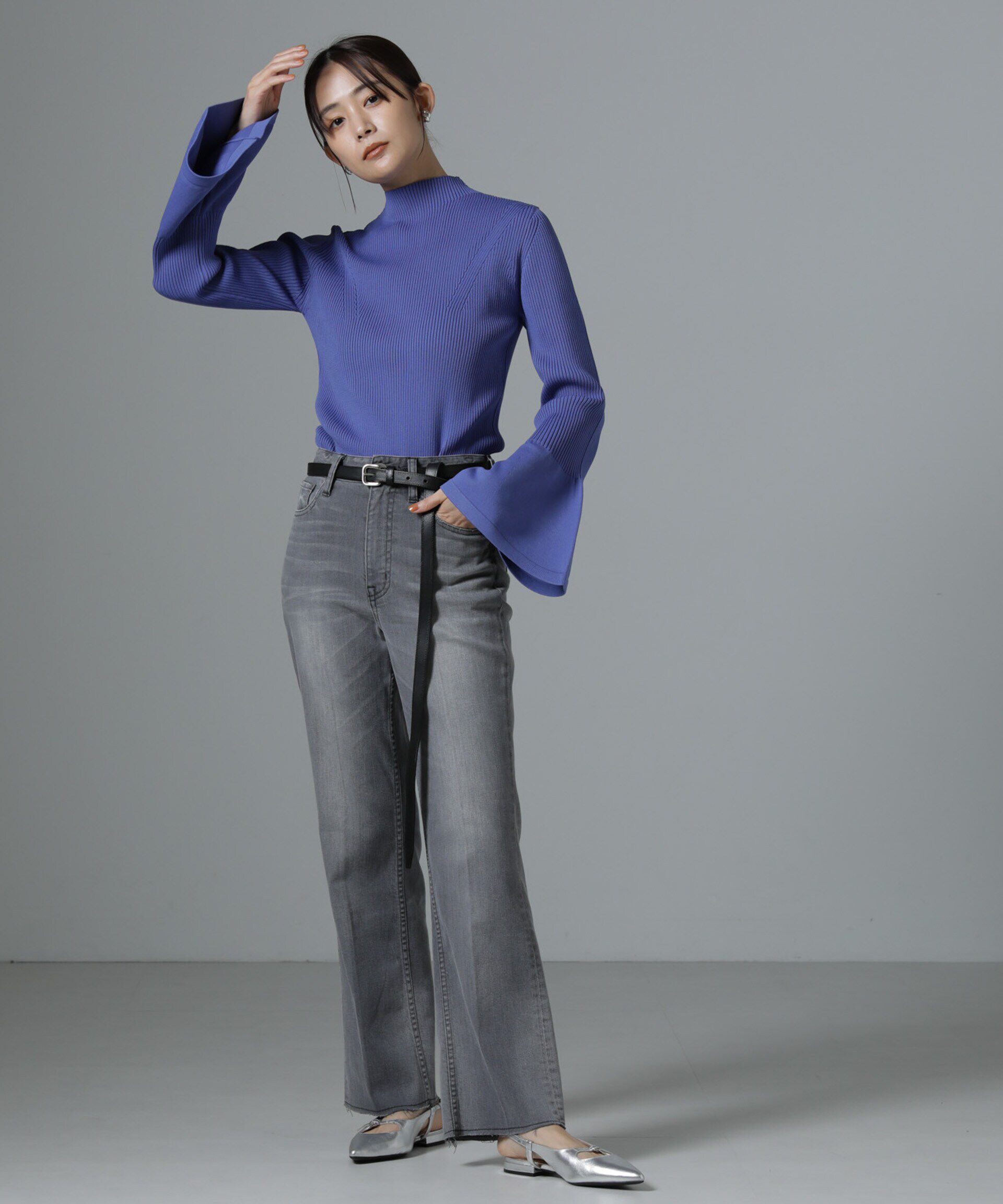 nano･universe「ハイネックベルスリーブリブニットプルオーバー」|ニット・セーター|