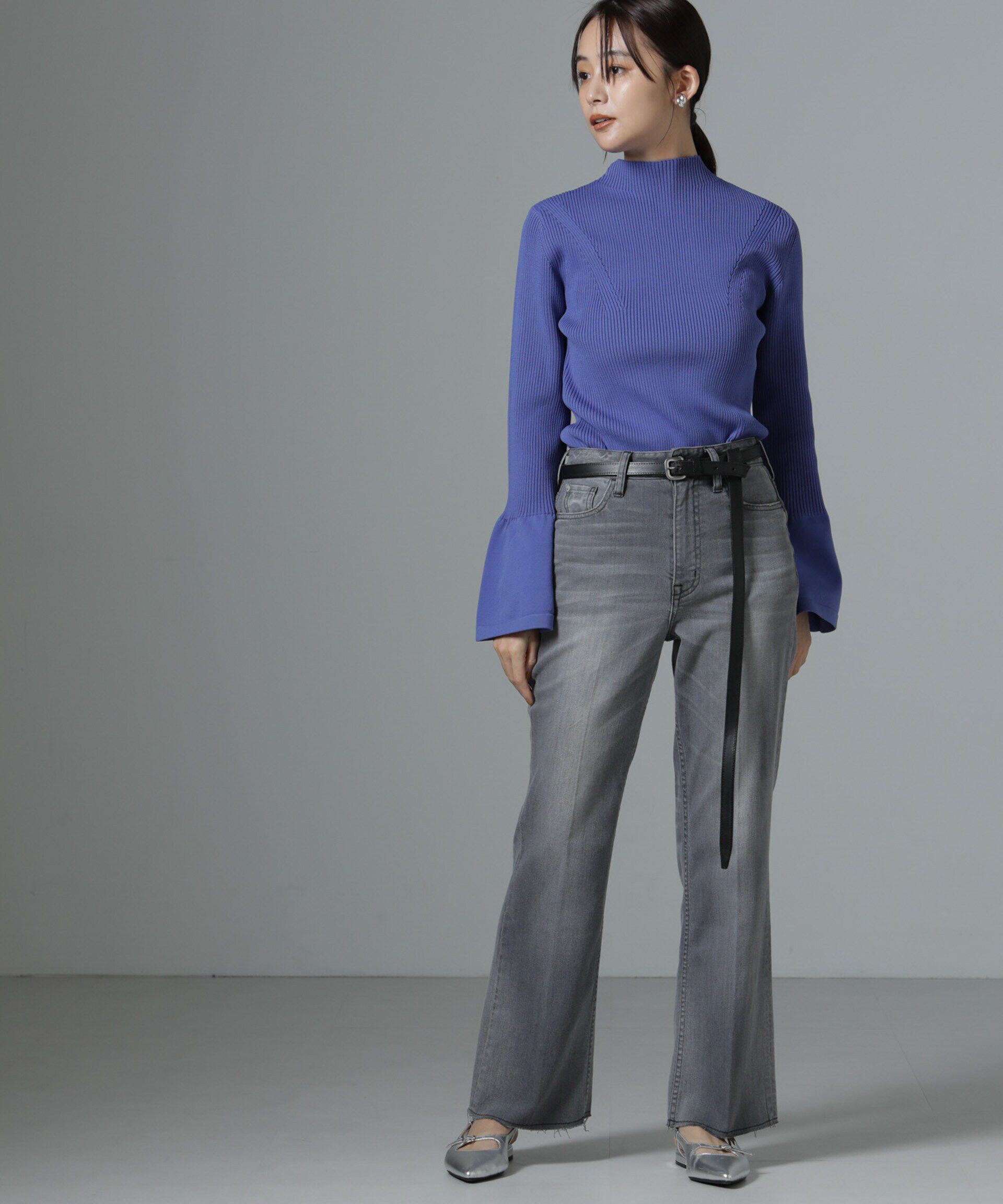 nano･universe「ハイネックベルスリーブリブニットプルオーバー」|ニット・セーター|