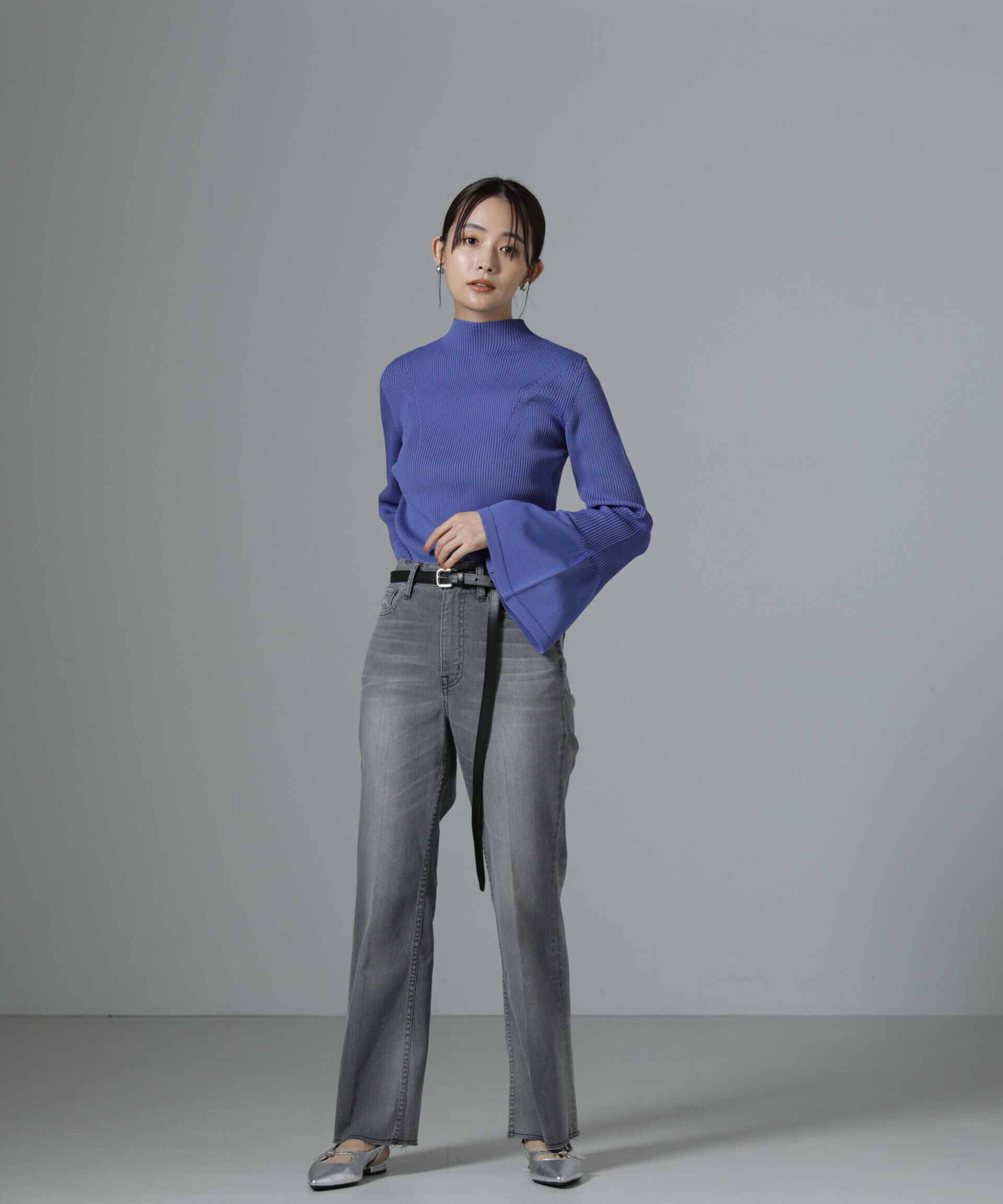 nano･universe「ハイネックベルスリーブリブニットプルオーバー」|ニット・セーター|