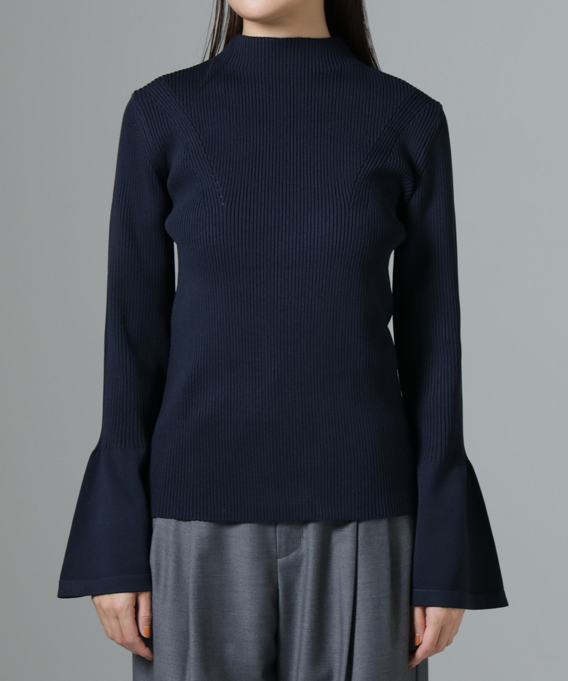 nano･universe「ハイネックベルスリーブリブニットプルオーバー」|ニット・セーター|