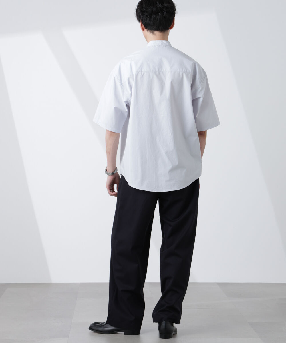 nano･universe「「大人のワイドシャツ」バンドカラー 半袖」|シャツ・ブラウス|