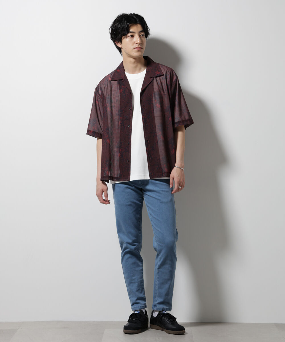 nano･universe「NORMANBROS別注 メッシュプリントシャツ 半袖」|シャツ・ブラウス|