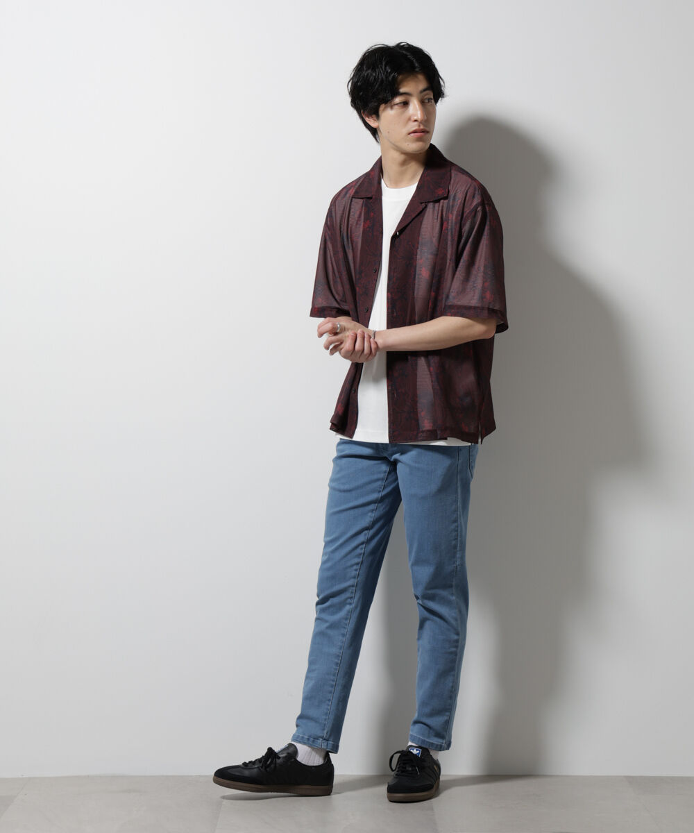 nano･universe「NORMANBROS別注 メッシュプリントシャツ 半袖」|シャツ・ブラウス|