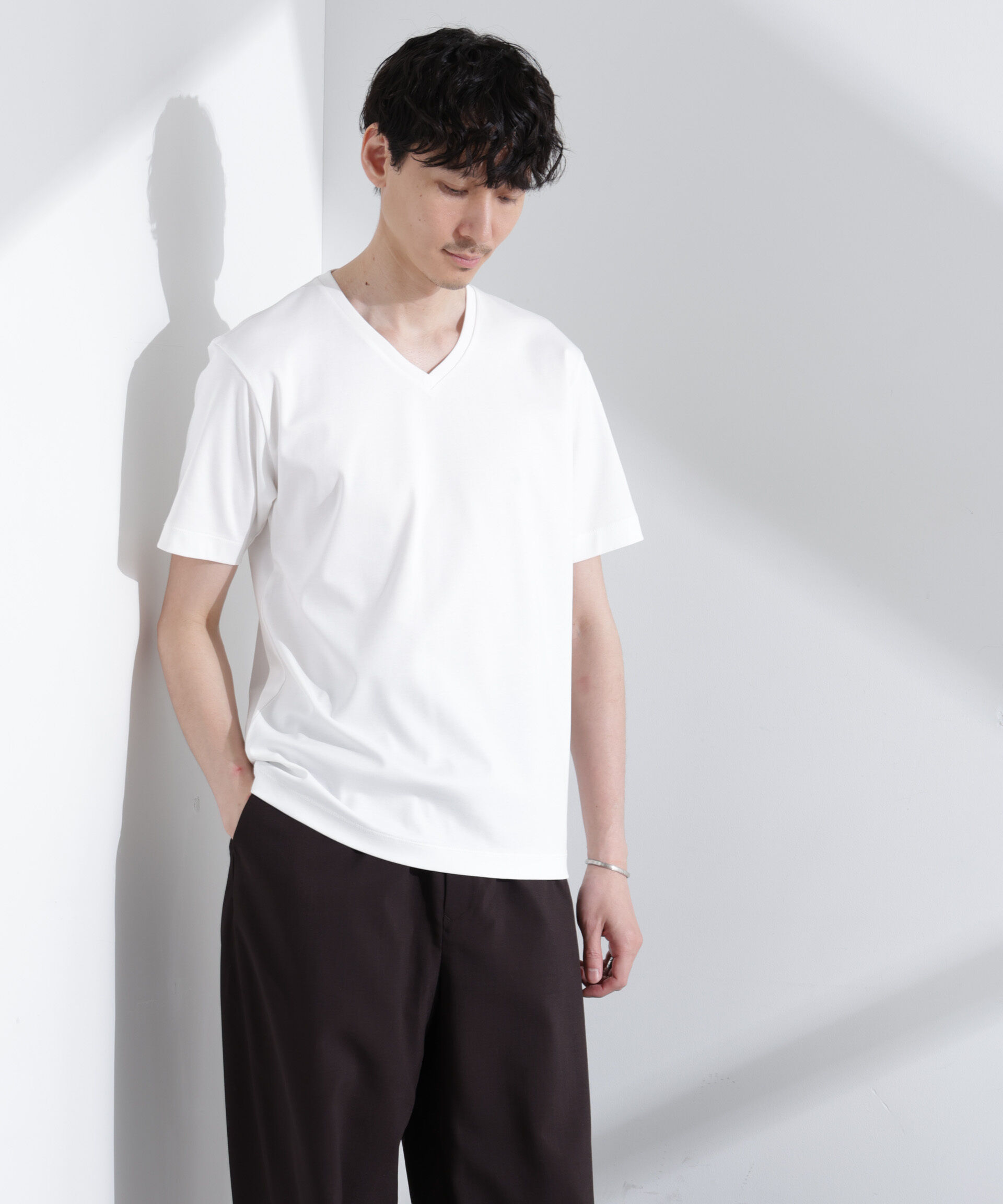  「アンチスメル VネックTシャツ 半袖」|Tシャツ・カットソー|ホワイト