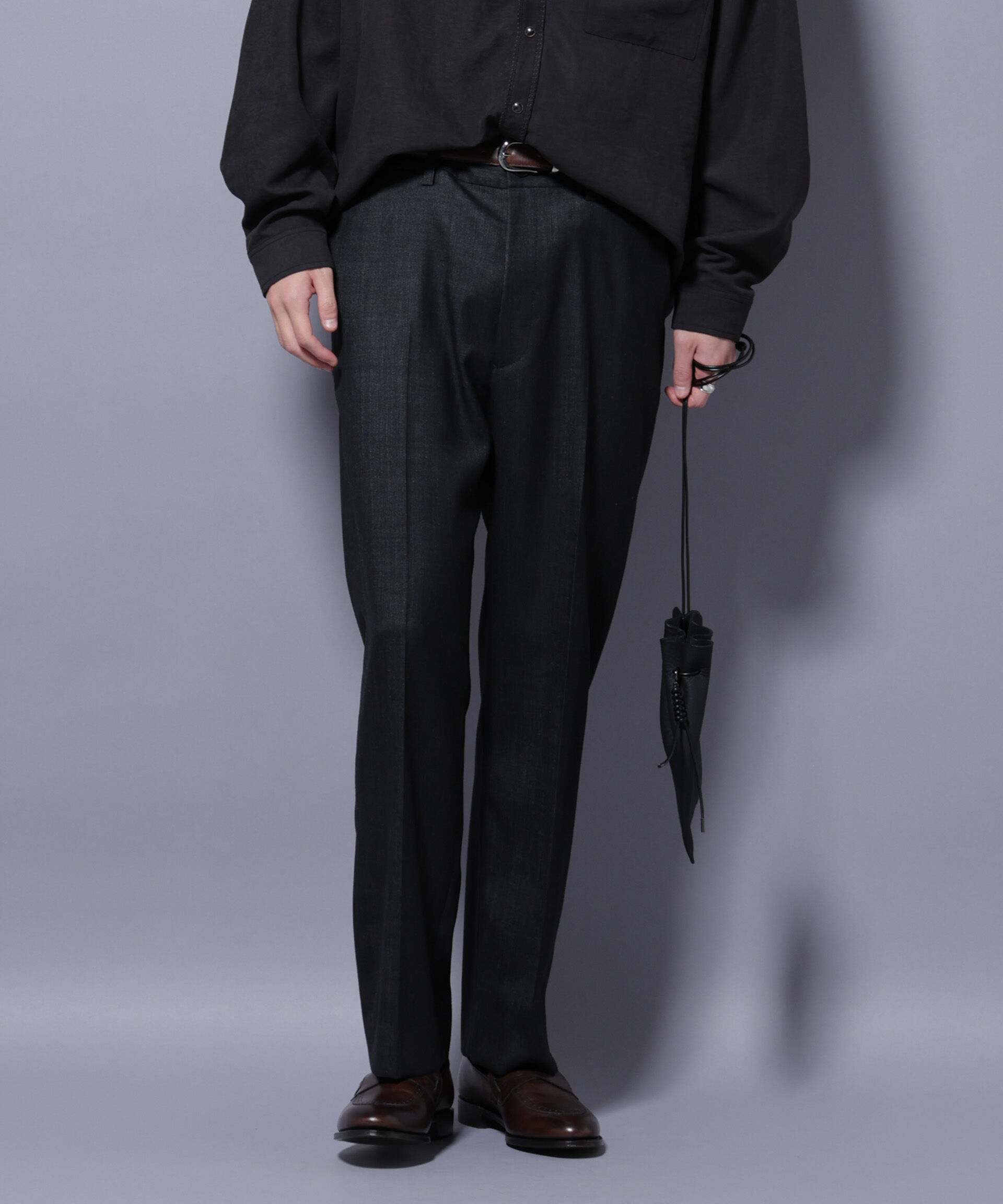 nano･universe「「N TROUSERS PREMIUM」ウールデニムストレートパンツ/STRETCH(セットアップ可)」|スーツ|ブラック