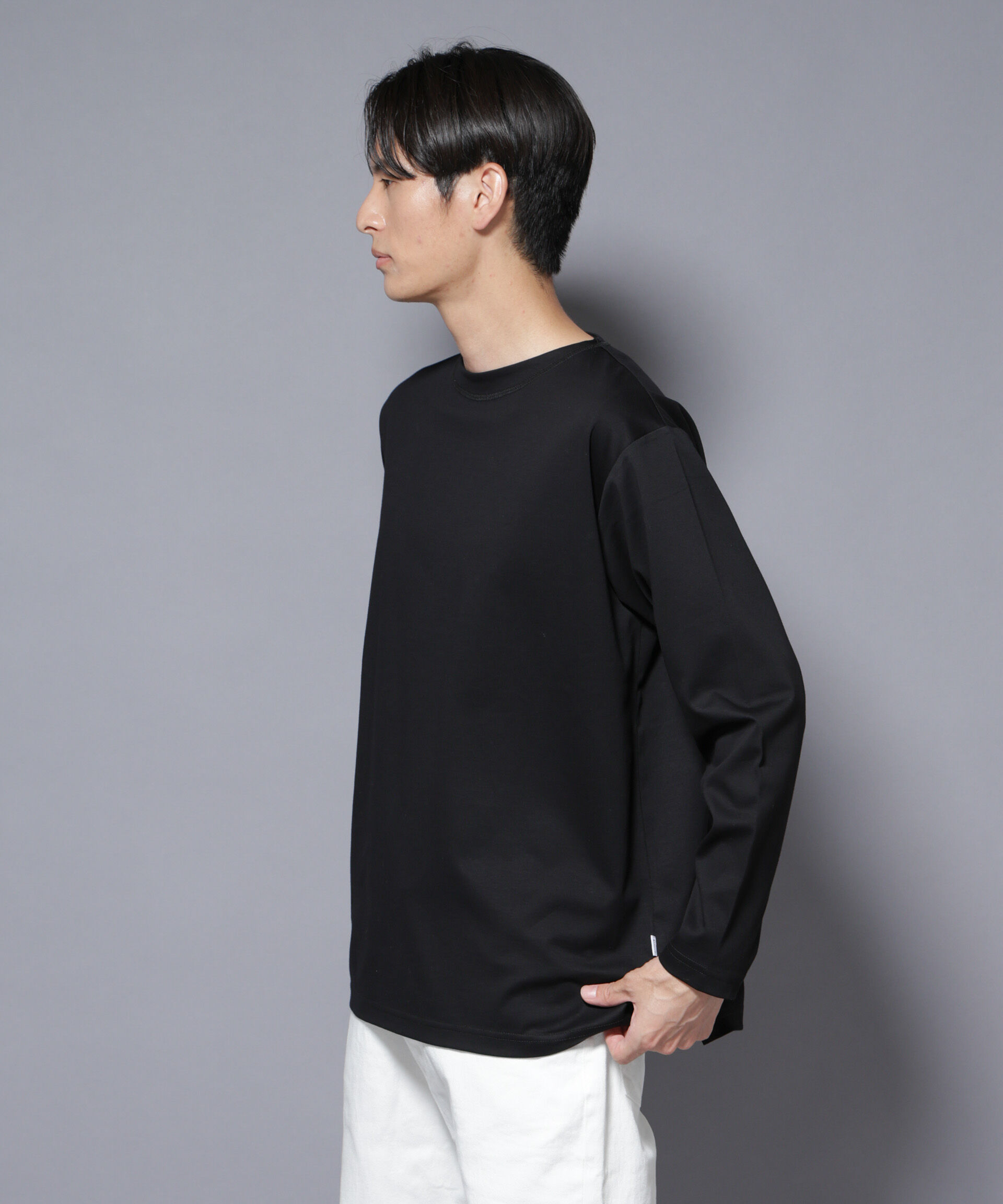 nano･universe「｢NJ/CLUB｣モクロディ ボートネック サイドスリットTシャツ」|Tシャツ・カットソー|