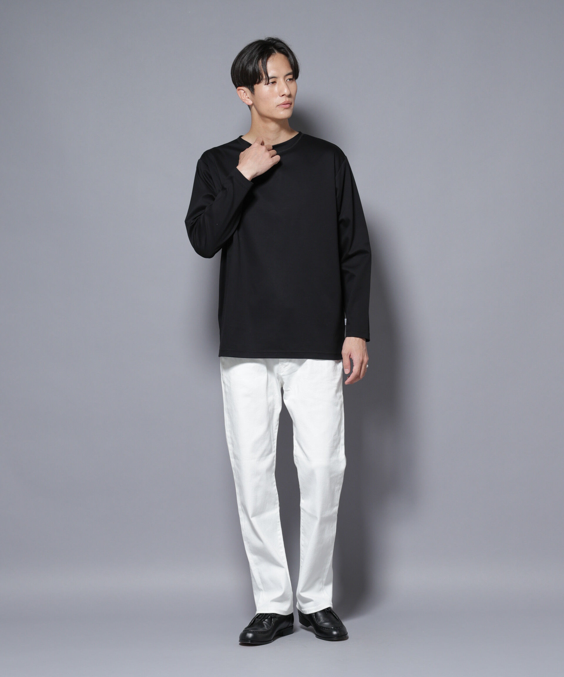 nano･universe「｢NJ/CLUB｣モクロディ ボートネック サイドスリットTシャツ」|Tシャツ・カットソー|