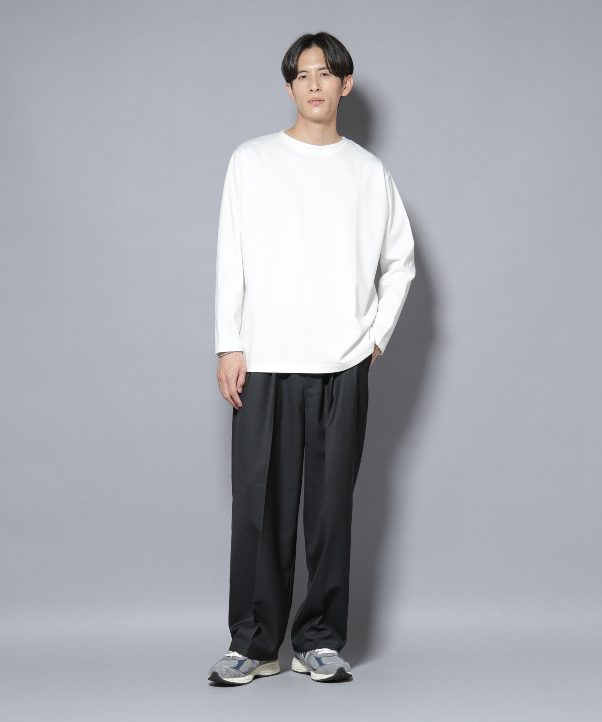 nano･universe「｢NJ/CLUB｣モクロディ ボートネック サイドスリットTシャツ」|Tシャツ・カットソー|