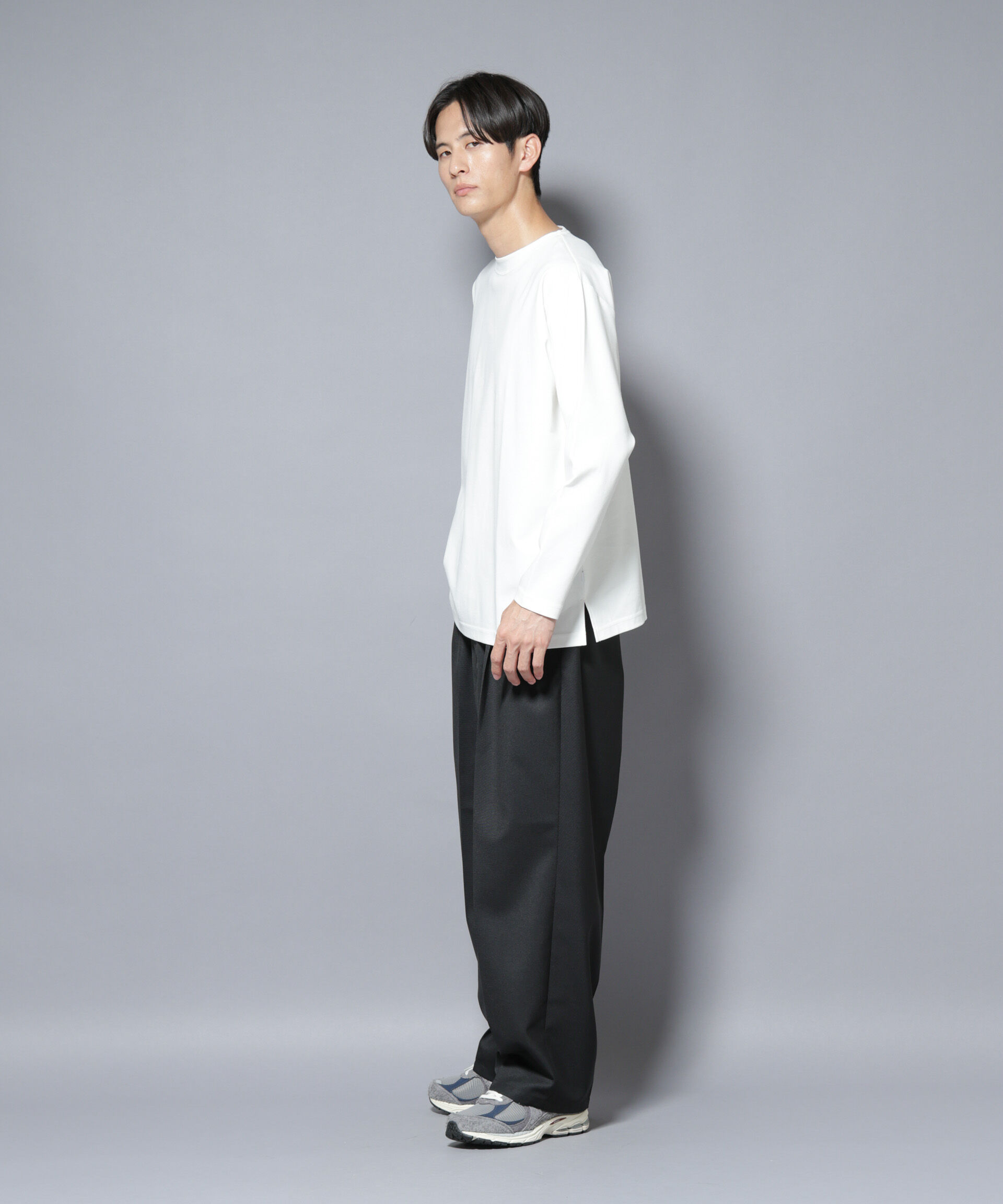 nano･universe「｢NJ/CLUB｣モクロディ ボートネック サイドスリットTシャツ」|Tシャツ・カットソー|