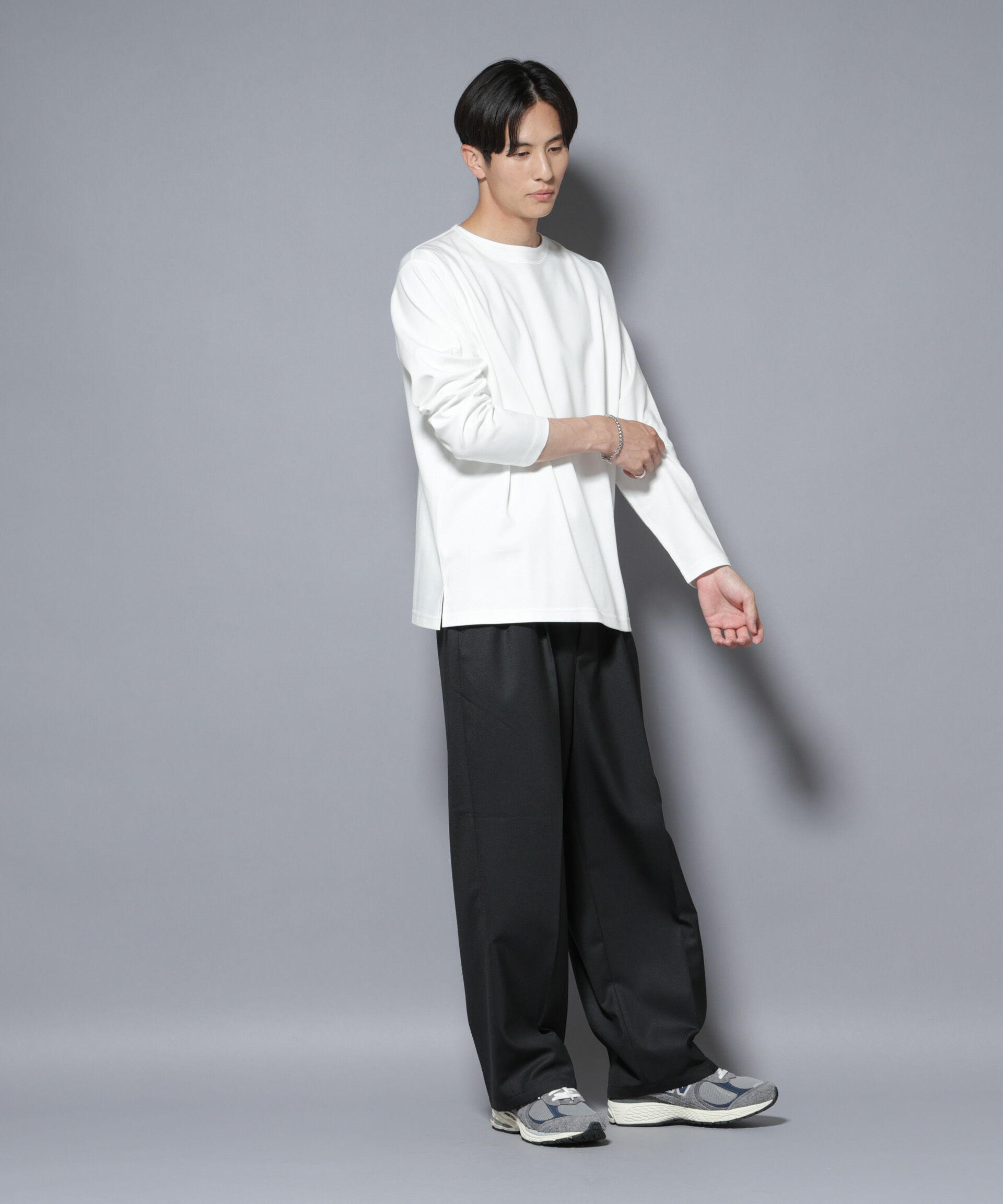 nano･universe「｢NJ/CLUB｣モクロディ ボートネック サイドスリットTシャツ」|Tシャツ・カットソー|