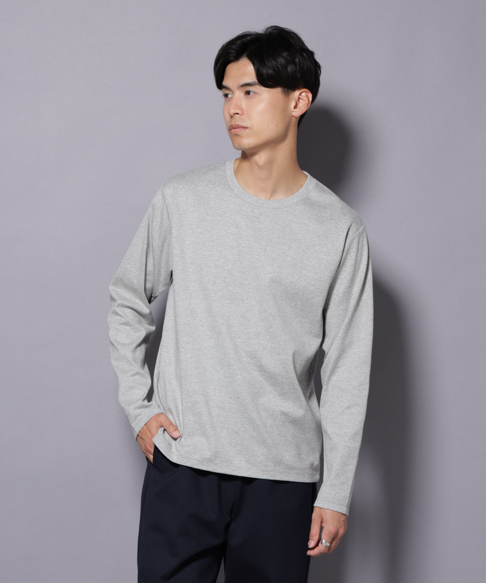 nano･universe「Anti Soaked(R)汗染み防止 クルーネックTシャツ 長袖」|Tシャツ・カットソー|トップグレー4