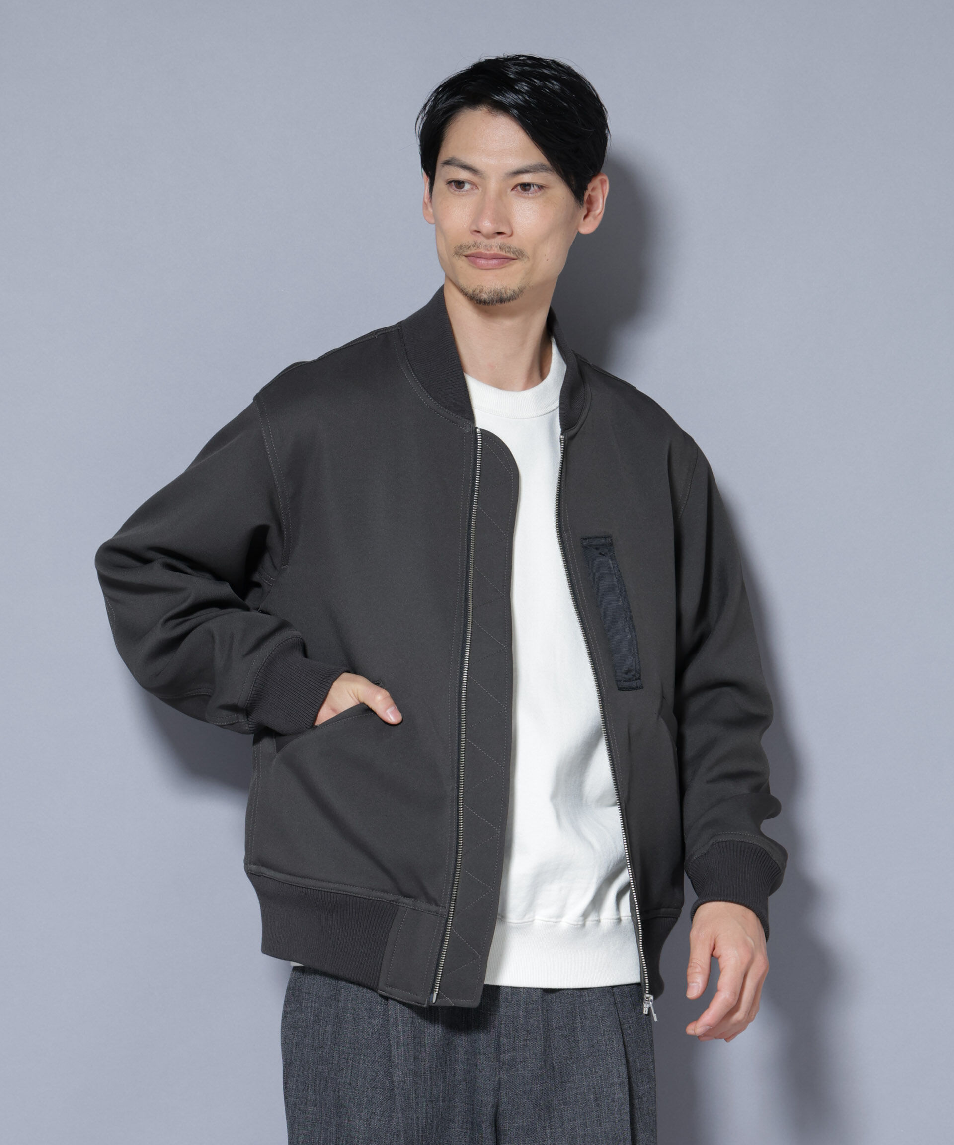 nano･universe「トリプルクロスMA-1」|ブルゾン・スタジャン|