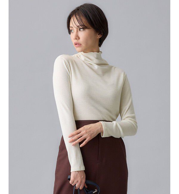 自由区「【洗える】ソフトウールリブボトルネック  カットソー」|Tシャツ・カットソー|アイボリー系