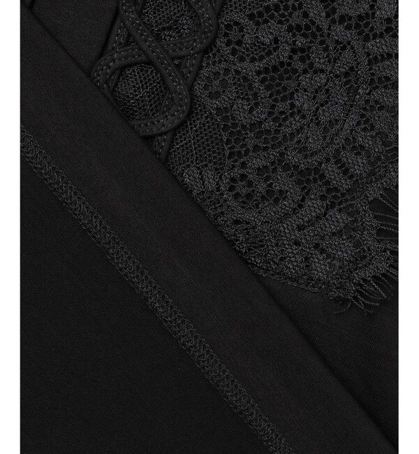 自由区「【洗える】コード刺繍胸元レース カットソー」|Tシャツ・カットソー|