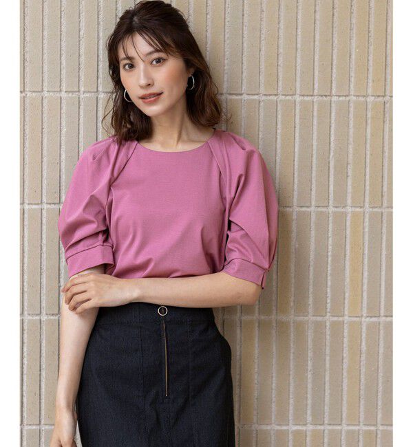 ANY SIS「【接触冷感・UVケア】着映えタックスリーブ カットソー」|Tシャツ・カットソー|