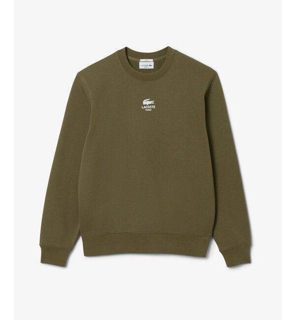 LACOSTE「裏パイル地 ワンポイングラフィックプリントクルーネックスウェット トレーナー」|スウェット・ジャージ|オリーブ