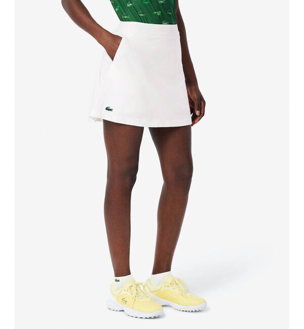 LACOSTE「ハイストレッチ ウルトラドライゴルフプリーツスカート インナー付き」|スカート|ホワイト