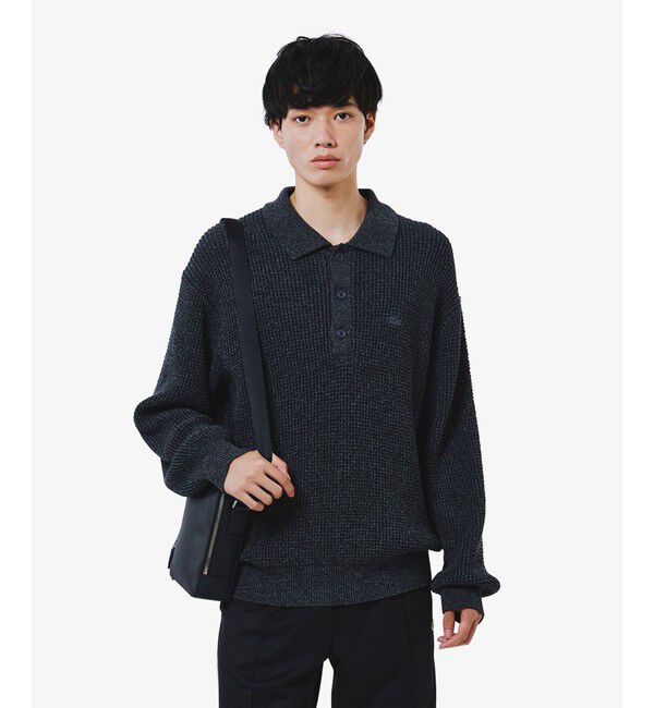 LACOSTE「ワッフルニットポロセーター」|ニット・セーター|グレー