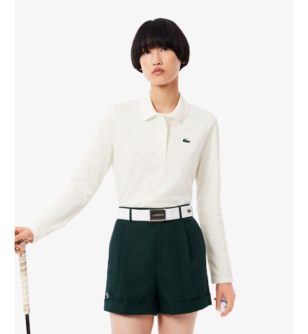 LACOSTE「ヒートレギュレーション＆UVカット鹿の子ゴルフポロシャツ」|ポロシャツ|ホワイト