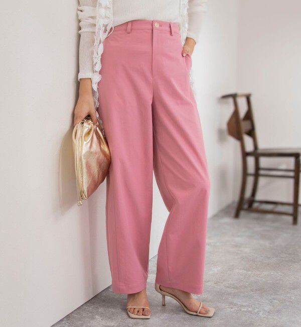 NOLLEY'S「ウォッシャブルチノ風ワイドパンツ」|その他|ピンク