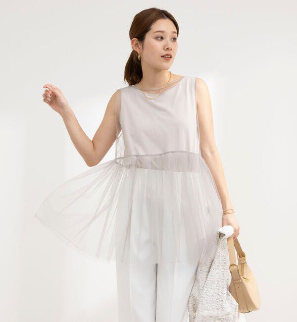 NOLLEY'S「2WAYチュール ノースリーブブラウス」|シャツ・ブラウス|