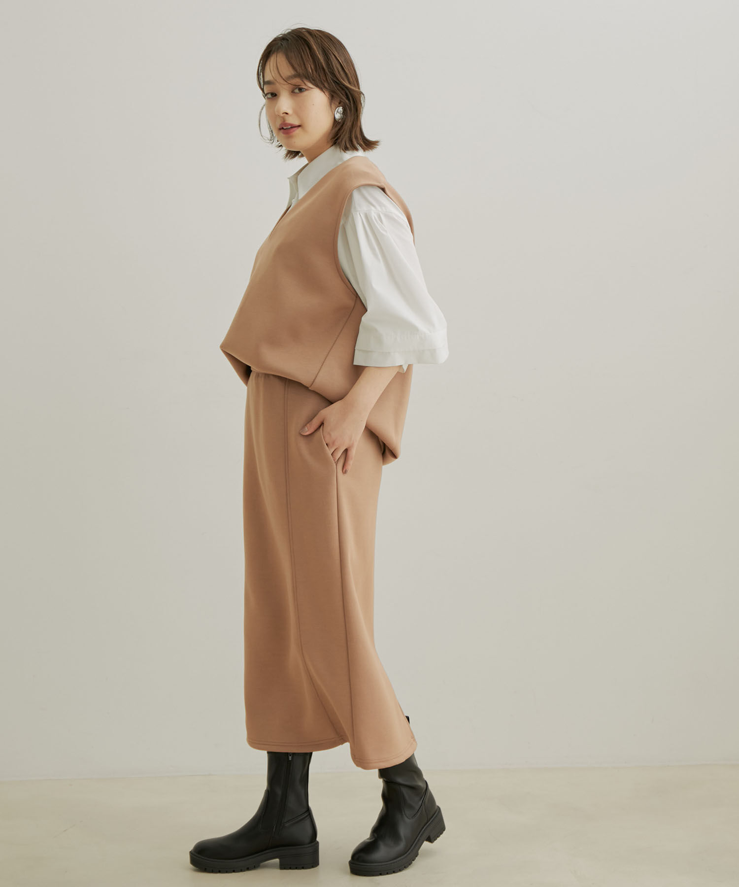 VIS「【セットアップ対応】【スフレタッチ】タイトスカート」|スカート|