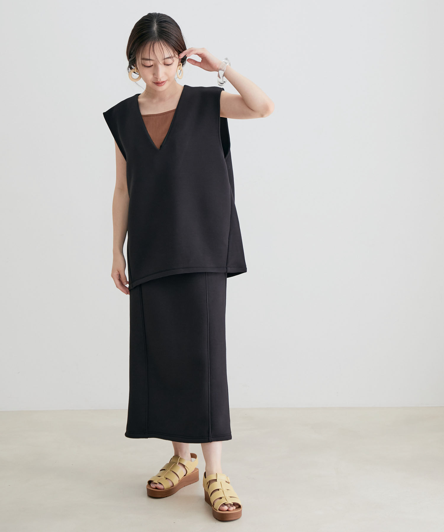 VIS「【セットアップ対応】【スフレタッチ】タイトスカート」|スカート|