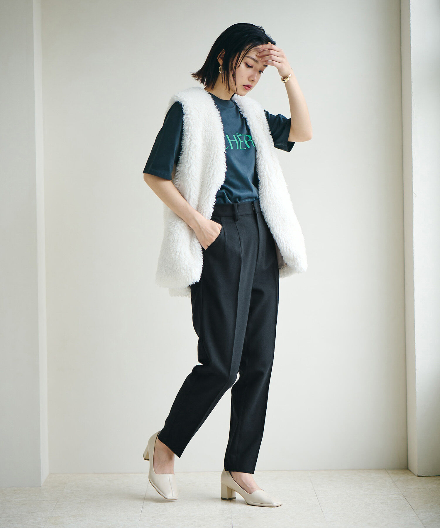 VIS「【Washable・EASY CARE】エコウールタッチテーパードパンツ【sustainable】」|スラックス|