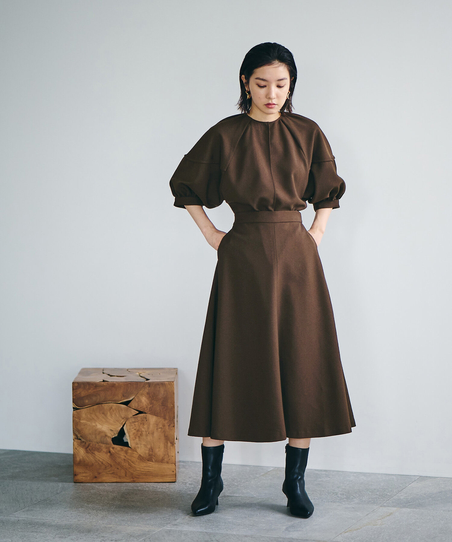 VIS「【Washable・EASY CARE】エコウールタッチフレアスカート【sustainable】」|スカート|