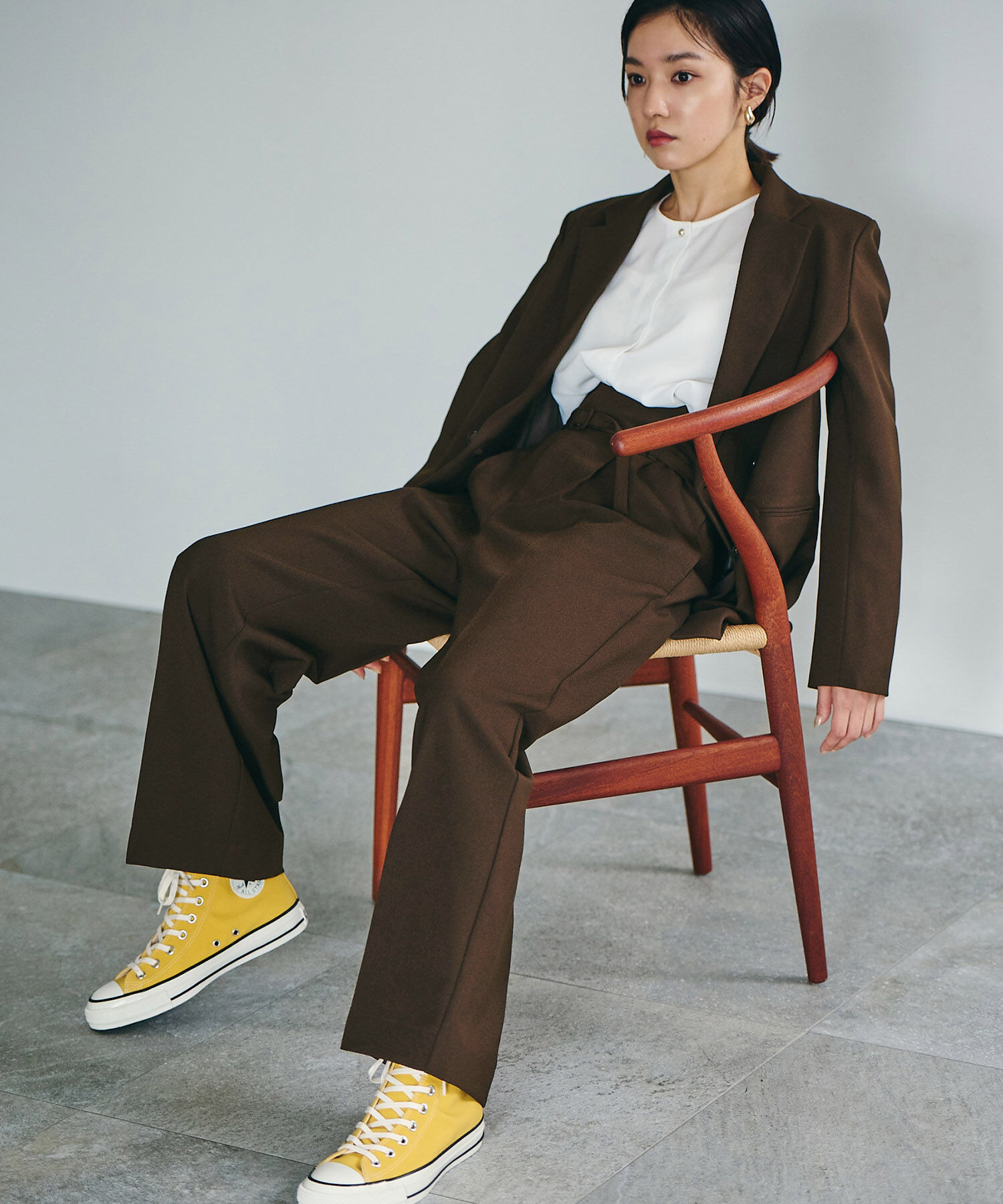 VIS「【Washable・EASY CARE】エコウールタッチワイドパンツ【sustainable】」|スラックス|