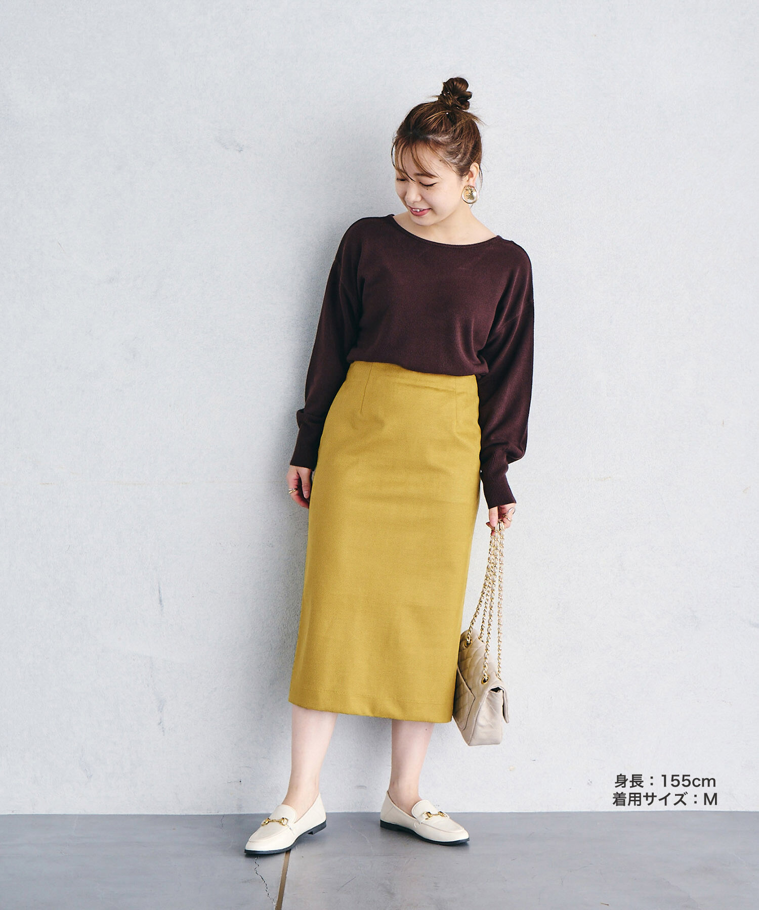 VIS「【選べる着丈・洗える】ベロアタッチタイトスカート【sustainable】」|スカート|