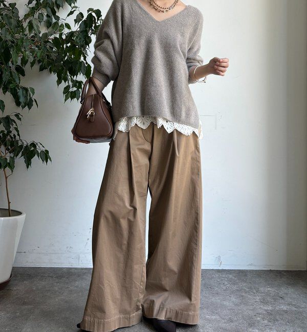  「ファーウール深Vプルオーバー」|ニット・セーター|