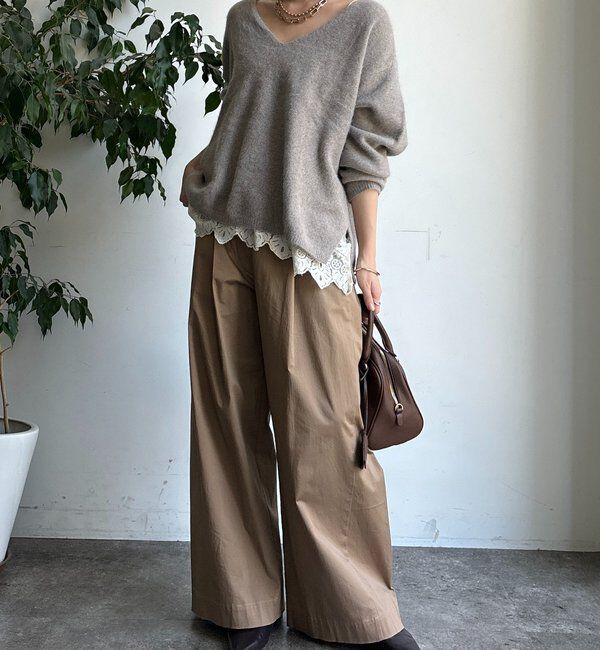  「ファーウール深Vプルオーバー」|ニット・セーター|